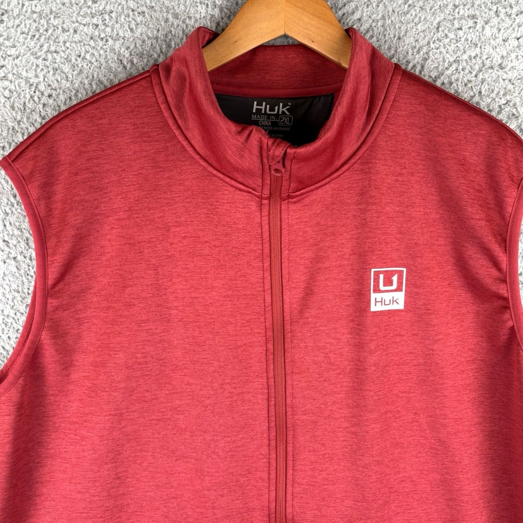 Vintage Huk Vest Mens 2XL Red Full Zip Pockets Outdoor Windbreaker Stretch Casual Travel Size US XXL / EU 58 / 5 - 2 Thumbnail