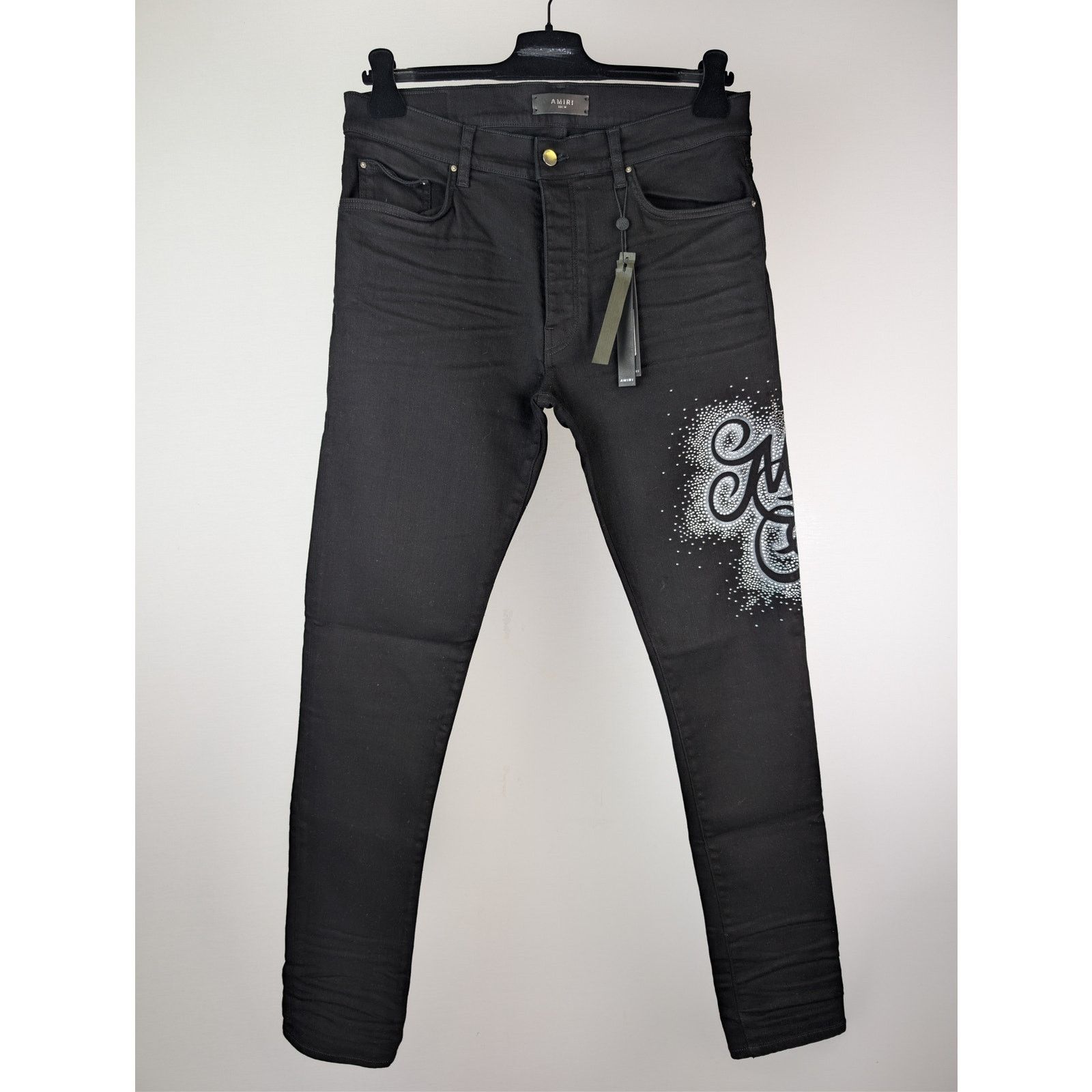 Amiri o1rshd1 MA Swirl Crystal Skinny Denim Jeans in Black Size US 34 / EU 50 - 2 Thumbnail