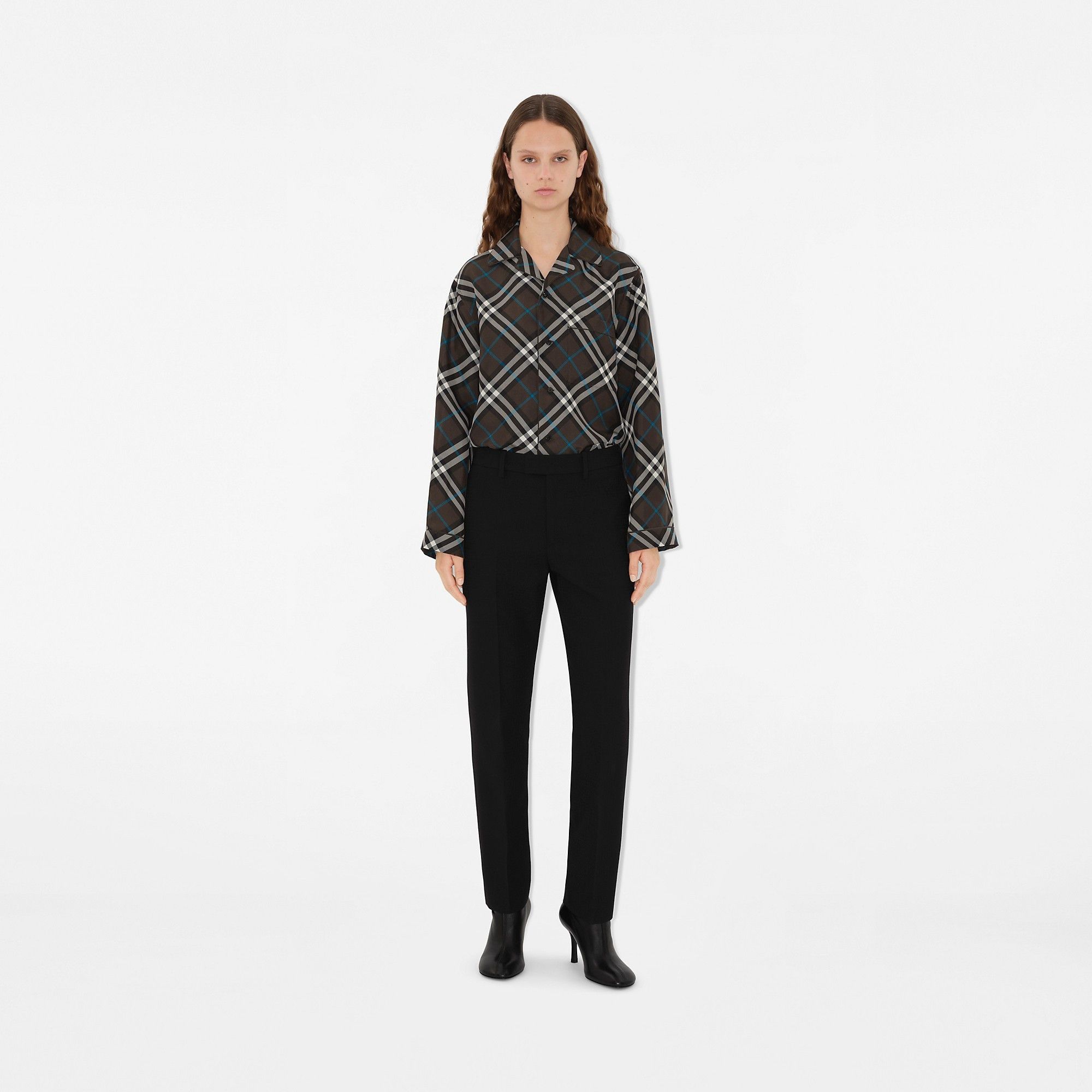 Burberry o1w1db10426 Check Silk Pyjama Shirt in Multicolor Size XS / US 0-2 / IT 36-38 - 2 Thumbnail