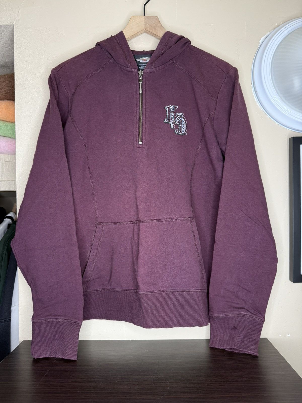 Harley Davidson VTG Harley Davidson Rhinestone studded 1/4 Zip up hoodie XL Size XL / US 12-14 / IT 48-50 - 1 Thumbnail