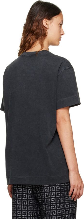 Givenchy Washed Black Cheneille Patch College Logo T-Shirt Size XS / US 0-2 / IT 36-38 - 4 Thumbnail
