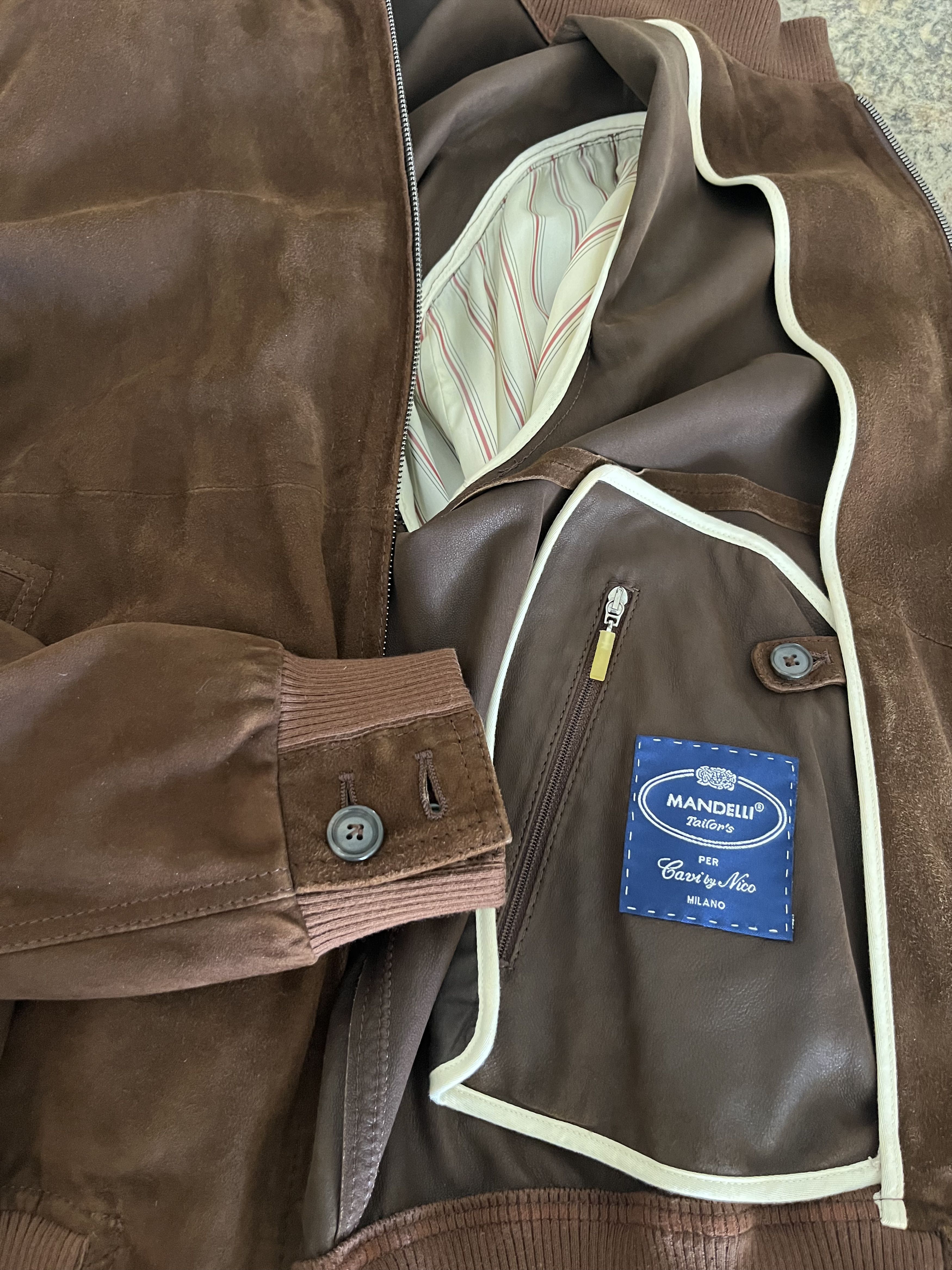 Mandelli Enrico Mandelli Brown Suede Bomber Jacket EU 52 Size US L / EU 52-54 / 3 - 4 Thumbnail