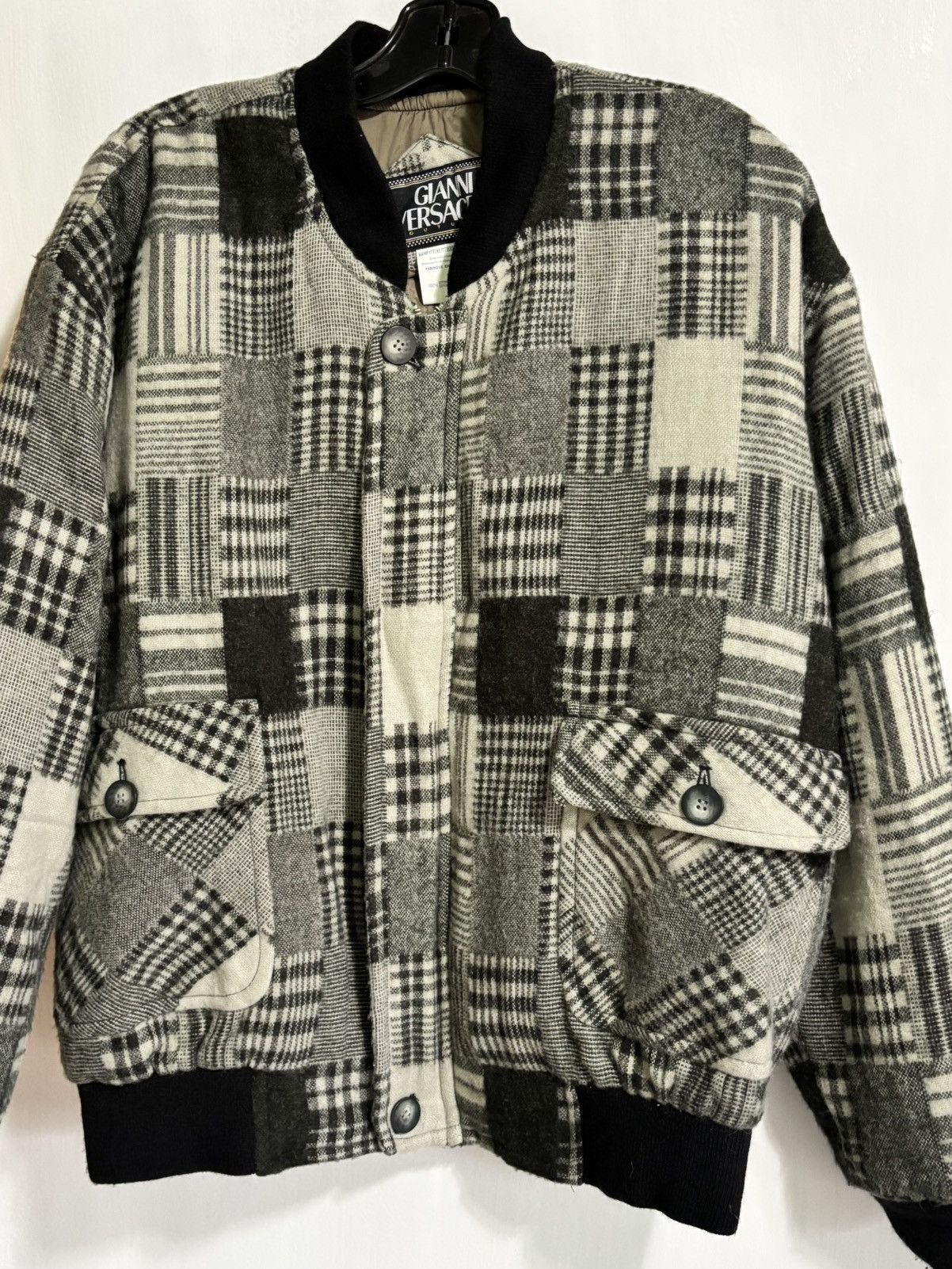 Versace Vintage Gianni Versace Patchwork Plaid Bomber Jacket Size US M / EU 48-50 / 2 - 4 Thumbnail