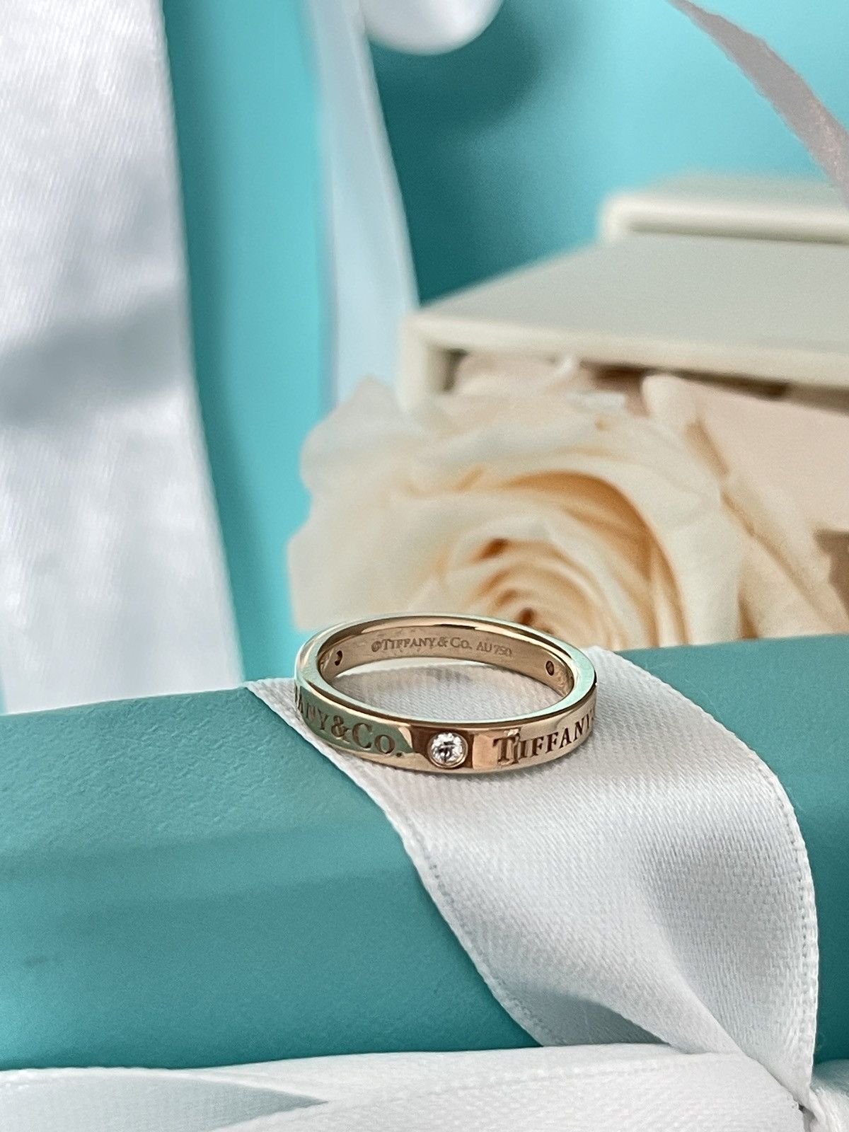 Tiffany & Co. Band Ring with Diamonds RG size 5 NEW $1850
