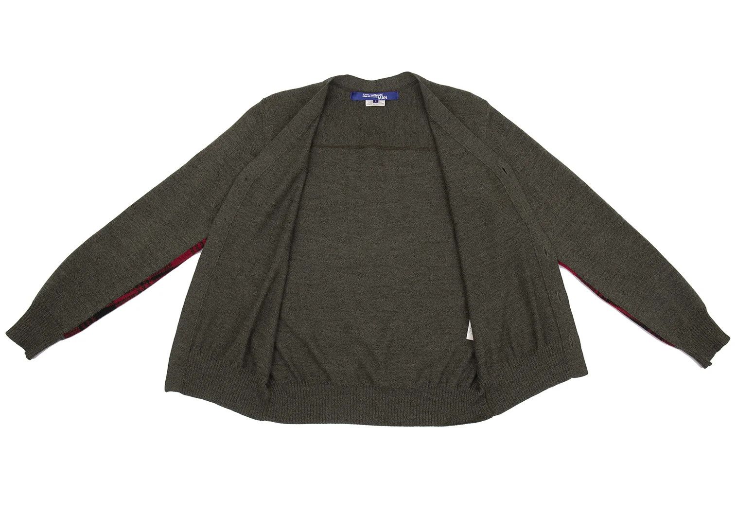 Junya Watanabe Checkerboard Knit Cardigan in Olive Green, Size S Size US S / EU 44-46 / 1 - 9 Thumbnail