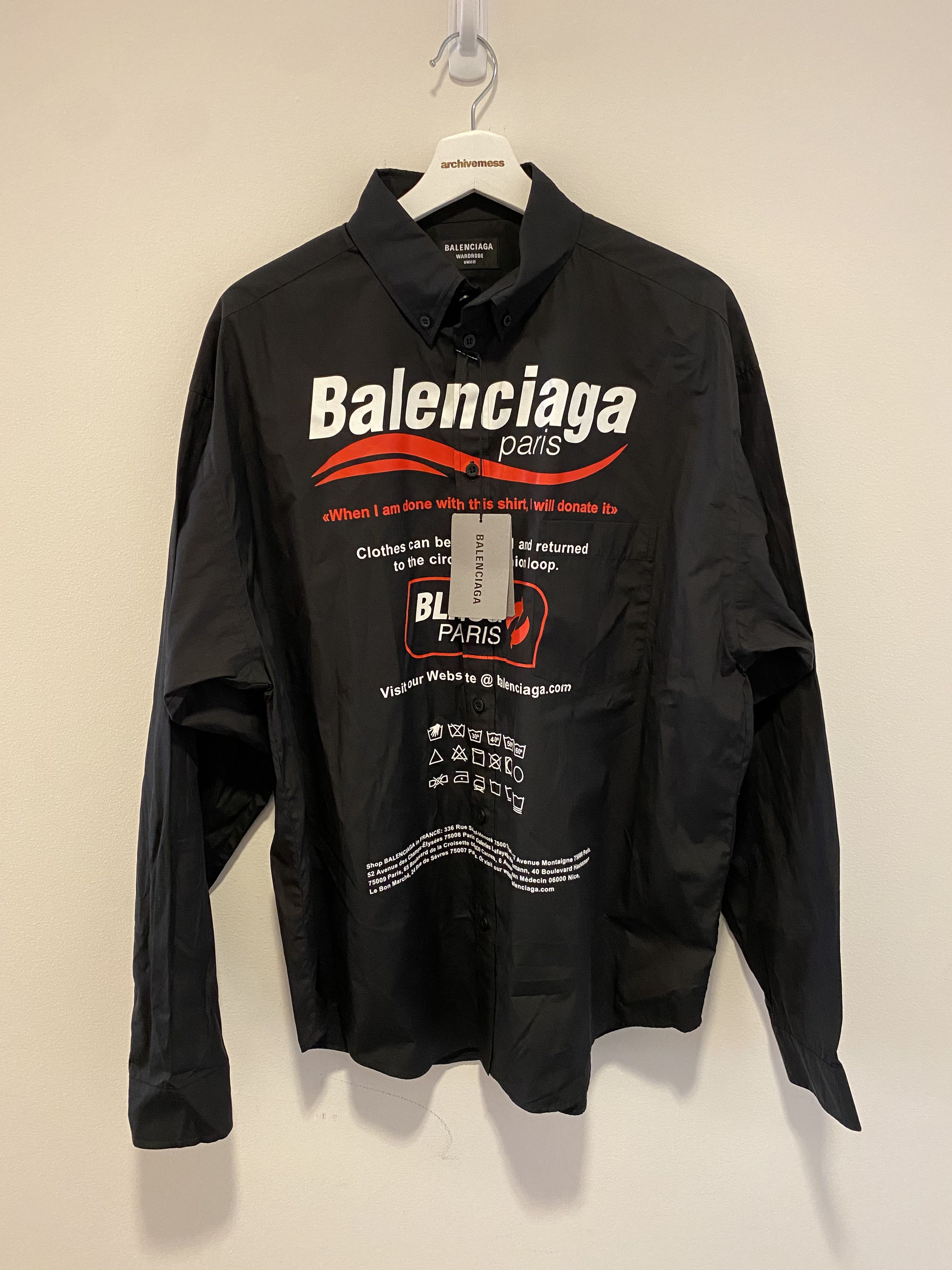 image of Balenciaga "when I Am Done With This Shirt I Will Donate It" in Black, Men's (Size Small)