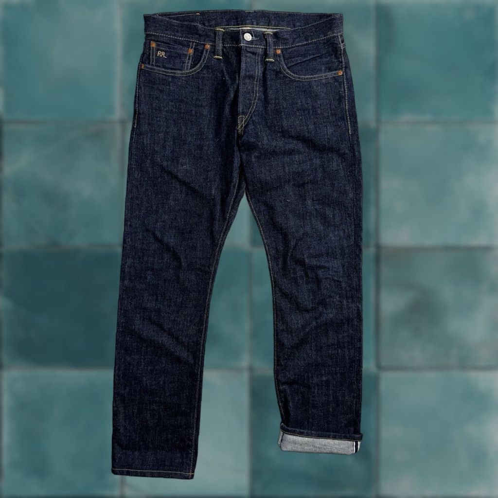 Vintage RRL Men's Slim Fit Blue Denim Jeans 31x32 Dark Selvedge Cowboy USA Size US 31 - 1 Thumbnail