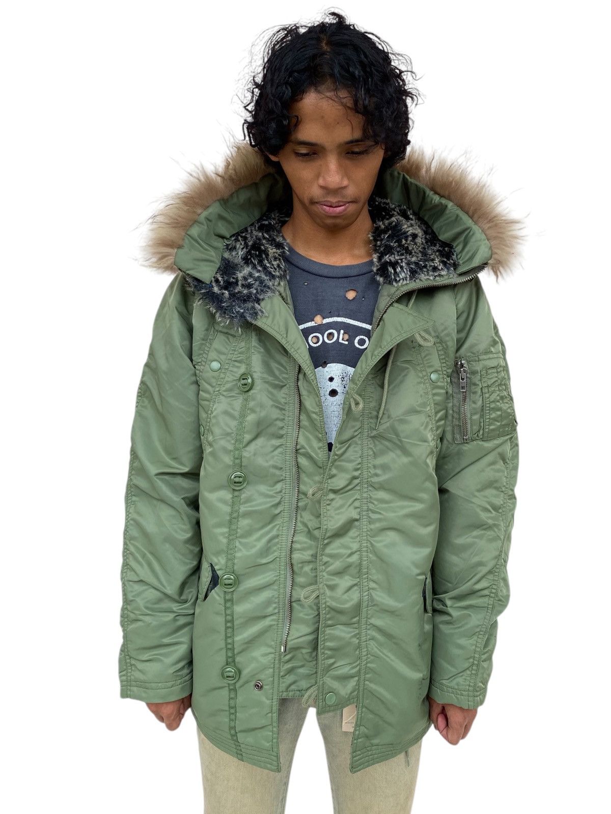 If Six Was Nine 2000s Back Number - Raccoon Fur Hoodie Cargo Jacket Size US L / EU 52-54 / 3 - 3 Thumbnail