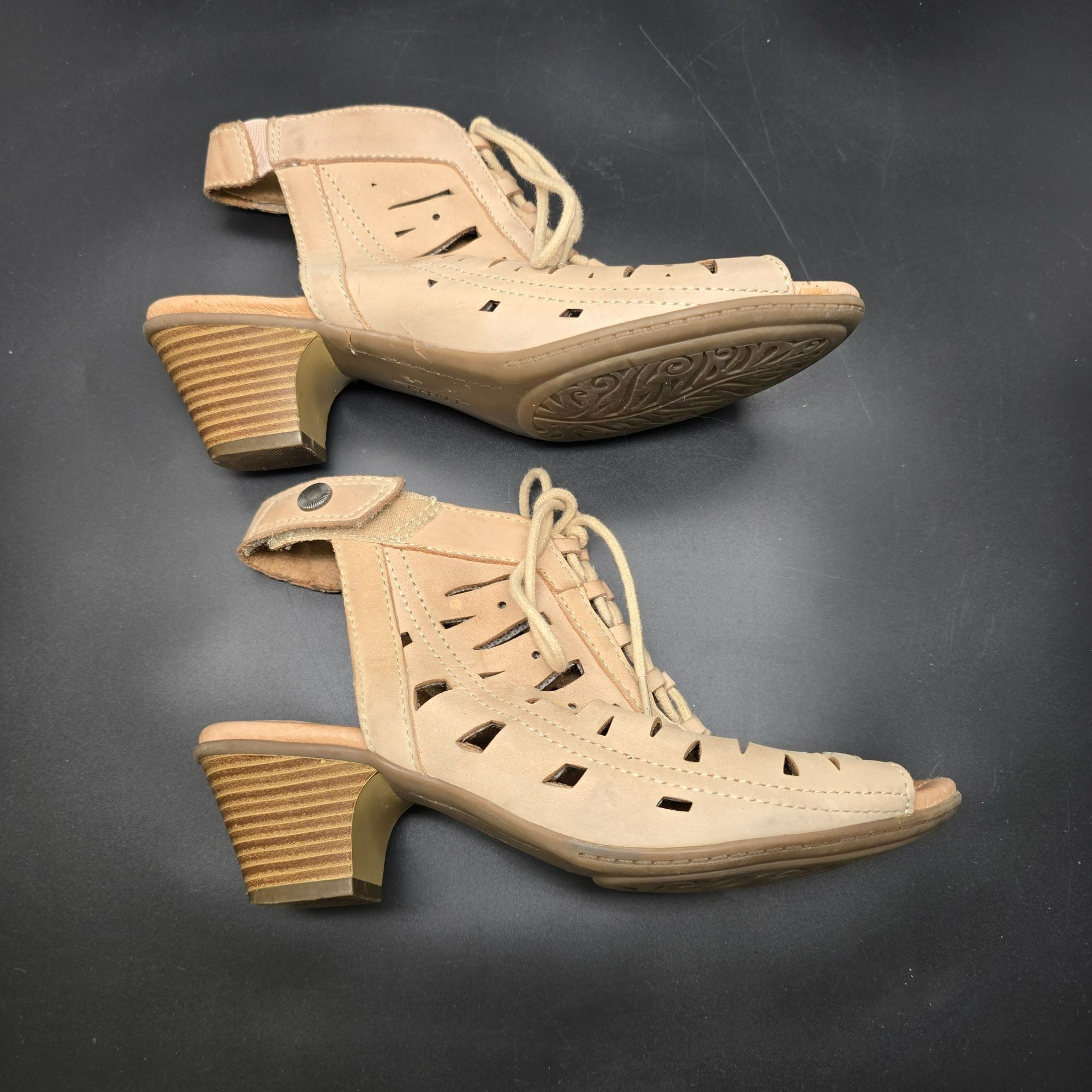 Other Earth Sandals Kristen Leather Upper Peep Toe Heeled 6.5B Wit Size US 6 / IT 36 - 12 Thumbnail