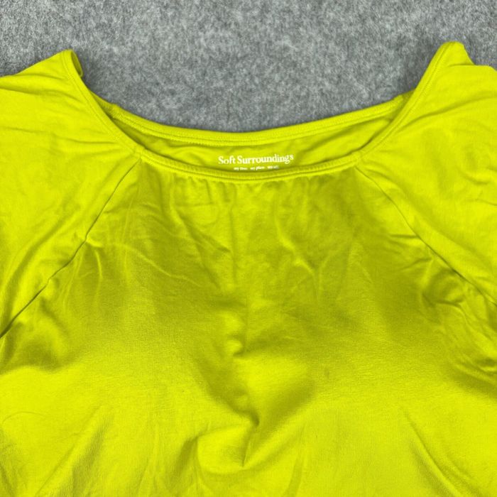 Vintage Soft Surroundings Shirt Womens 42 C Lime Green Built in Bra Short  Sleeve Top
