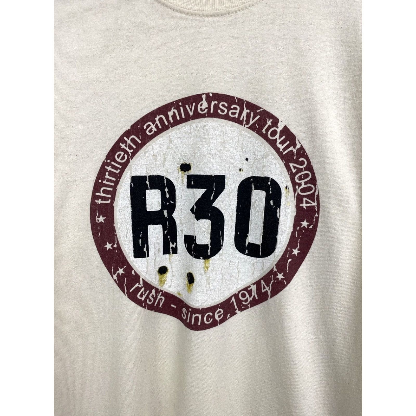 Gildan VINTAGE R30 Thirtieth anniversary tour t-shirt M beige RUSH Gildan Men T-Shirt Size US M / EU 48-50 / 2 - 4 Thumbnail