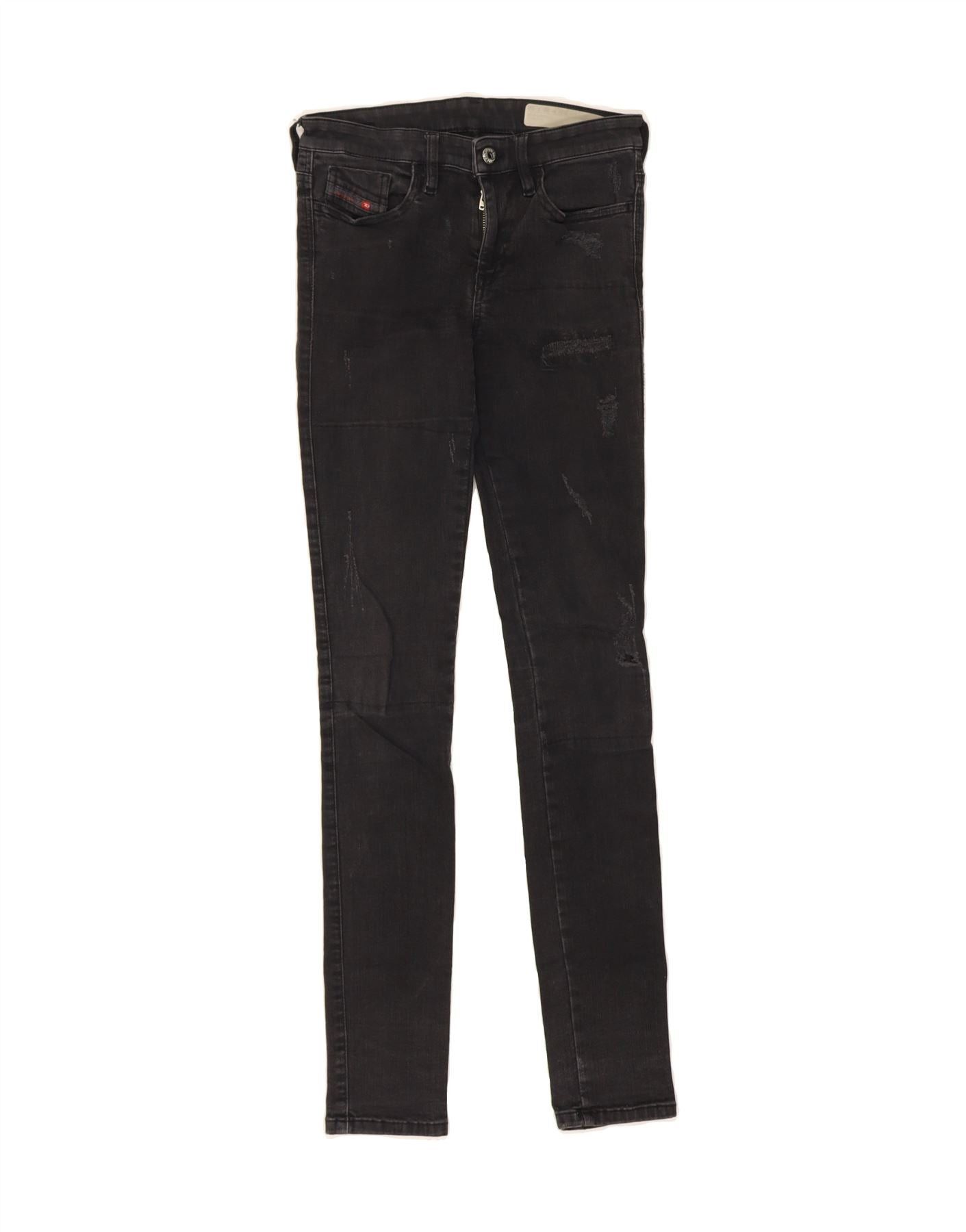 Diesel Womens Skinzee Distressed Slim Skinny Jeans W26 L32 Black Co Size 42" / US 20 - 1 Thumbnail