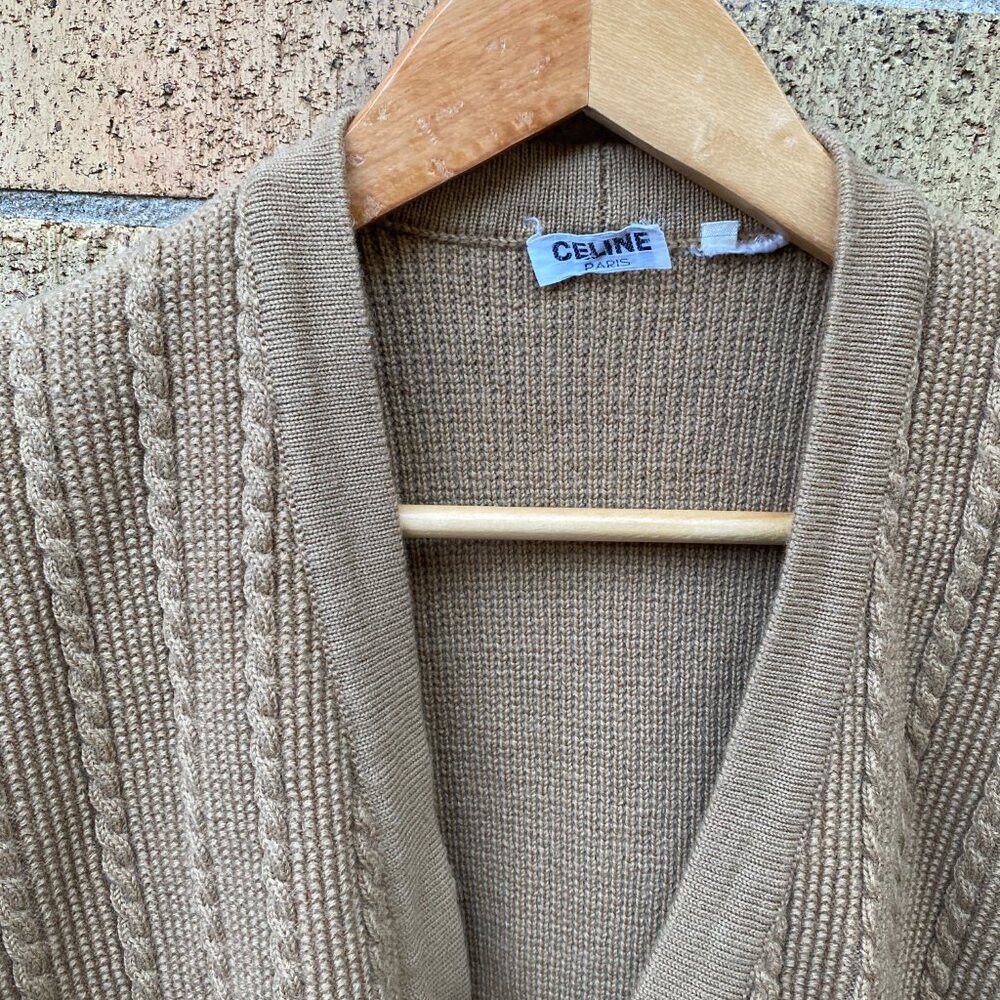 Celine Vintage 1970s Celine Paris 100% Wool Knit Cardigan Sweater Size L / US 10 / IT 46 - 7 Thumbnail