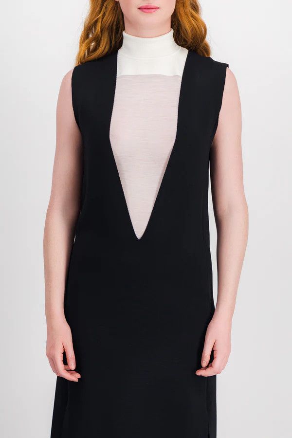 Jil Sander o1y0925 Sleeveless Midi Dress in Black Size XS / US 0-2 / IT 36-38 - 2 Thumbnail