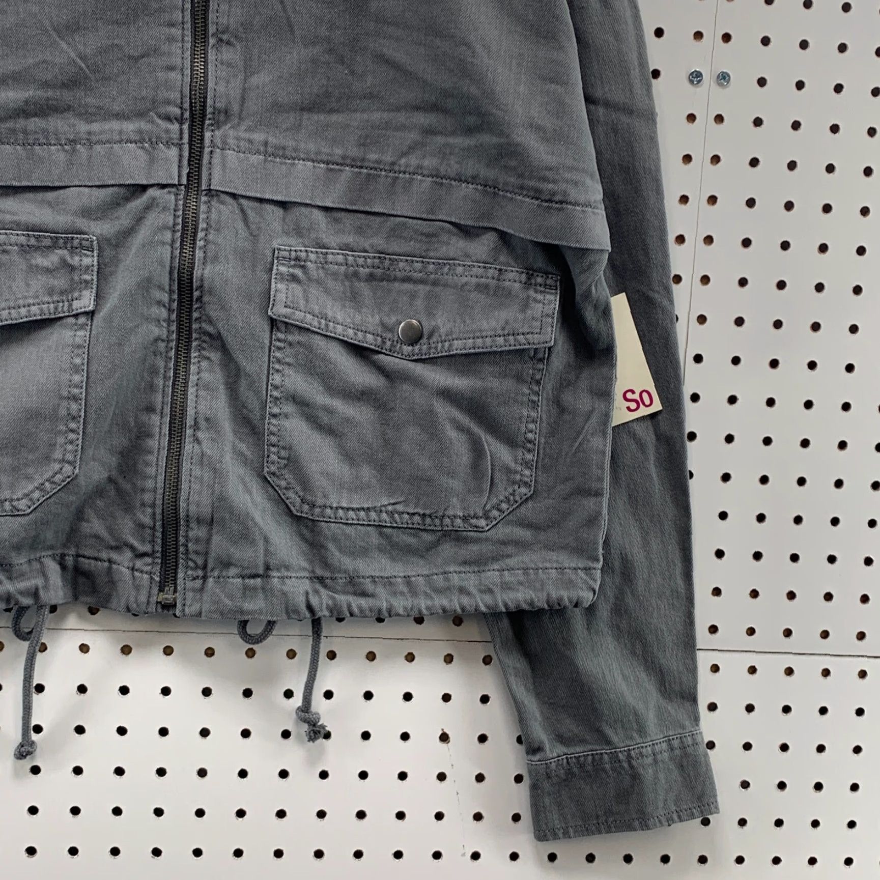 Vintage VINTAGE NEW SO Brand Canvas Cropped Drop Shoulder Utility Jacket Gray Womens L NWT 0 Size L / US 10 / IT 46 - 4 Thumbnail