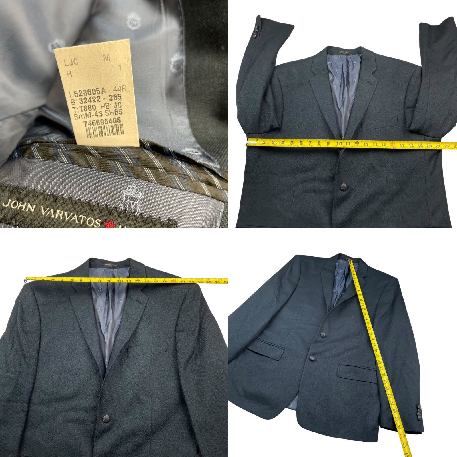 John Varvatos John Varvatos Blazer Men 44R Navy Blue 2-Button Notch Solid Polyester Viscose Mens Size 44R - 8 Thumbnail