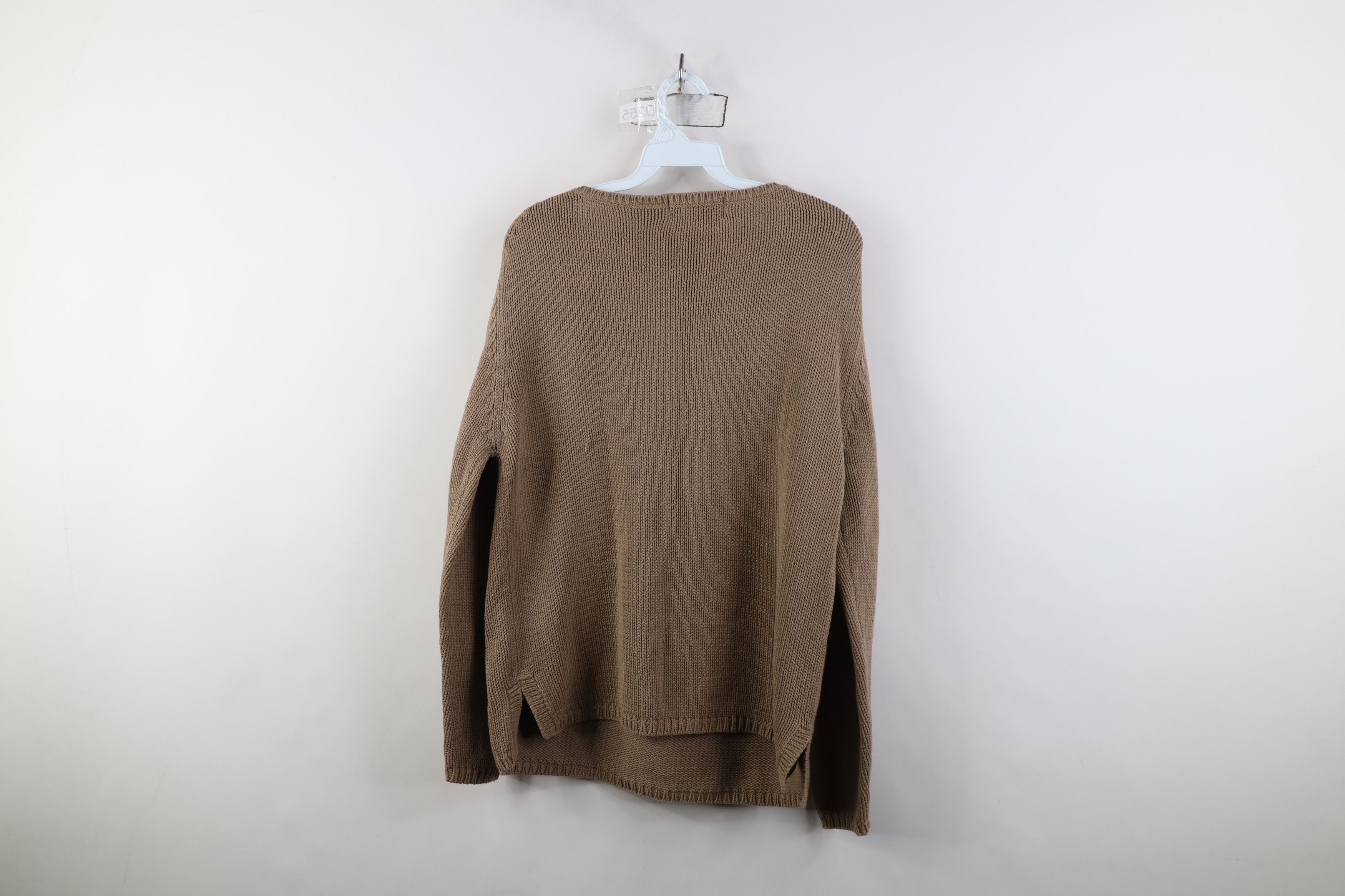 Vintage Vinage 90s Streetwear Blank Cotton Ribbed Knit Sweater Beige Size M / US 6-8 / IT 42-44 - 10 Thumbnail