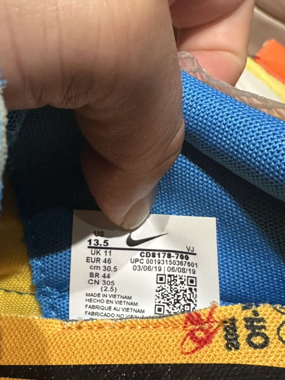 Nike OffWhite Yellow Vapor Street CD8178-700 13.5 WMN 12 men used Size US 12 / EU 45 - 6 Thumbnail