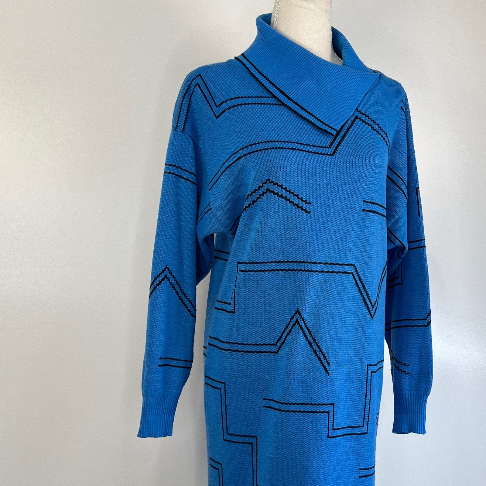 Vintage Vintage 80s Le Gaillard Acrylic Sweater Dress Blue Size M / US 6-8 / IT 42-44 - 5 Thumbnail