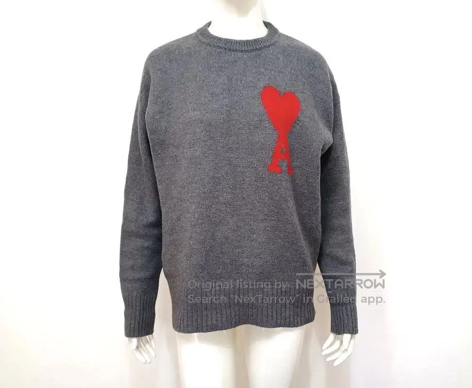 AMI AMI Grey Women's Sweater with Heart Logo . Size S / US 4 / IT 40 - 1 Thumbnail