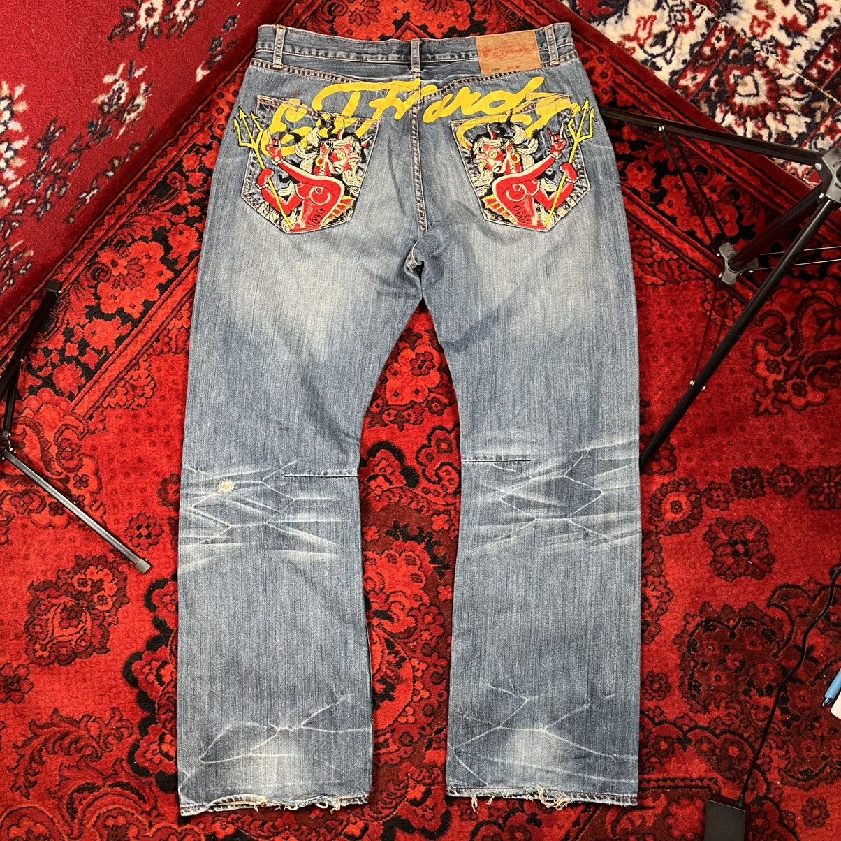 Ed Hardy Vintage Streetwear Rare HipHop Y2K Ed Hardy Jeans Devil Girl Size US 38 / EU 54 - 4 Thumbnail