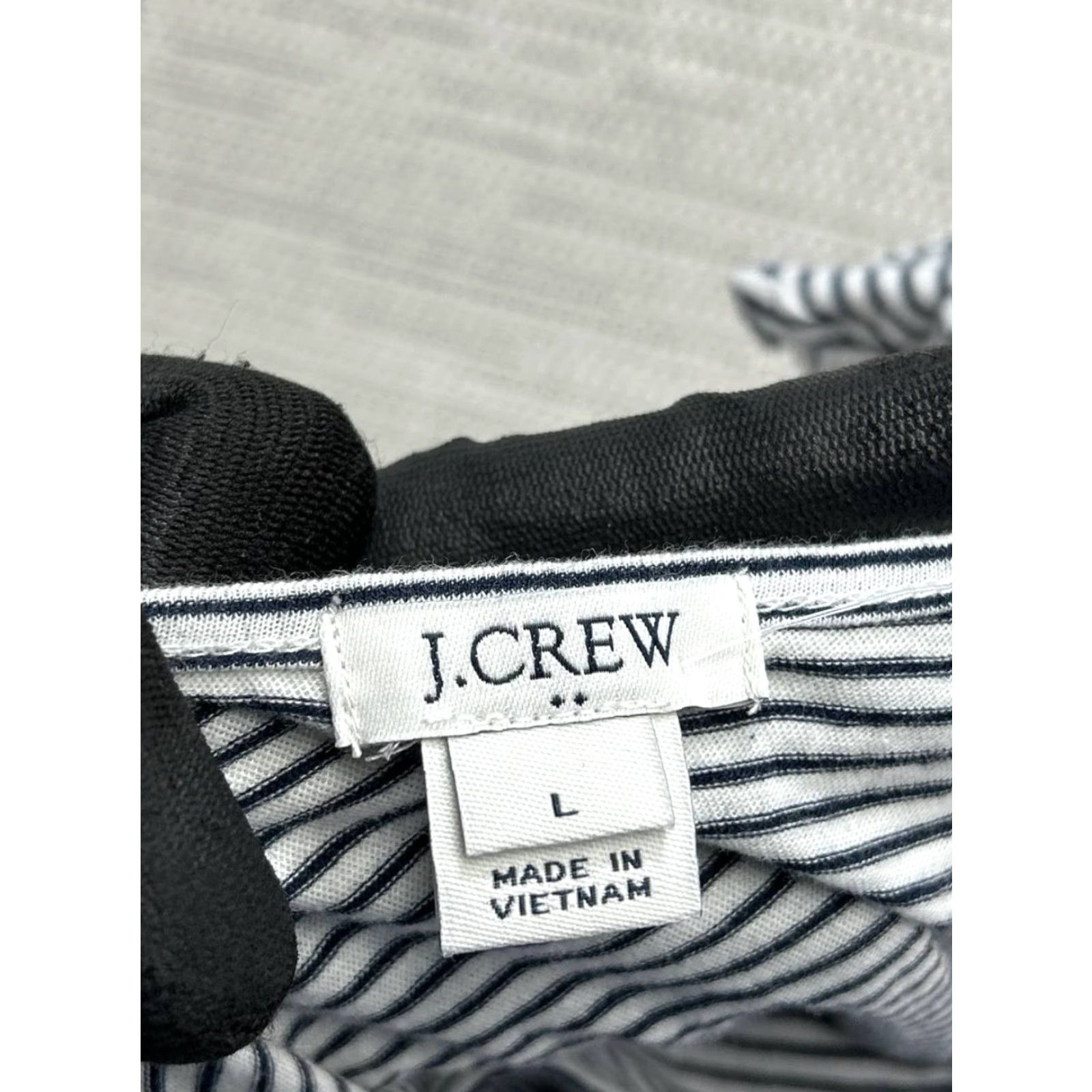 J.Crew J.CREW Dress Womens L Blue Cotton Sleeveless Sundress A-Line Casual Summer Short White Stripe Pattern Ruffle Vintage No Size L / US 10 / IT 46 - 3 Thumbnail