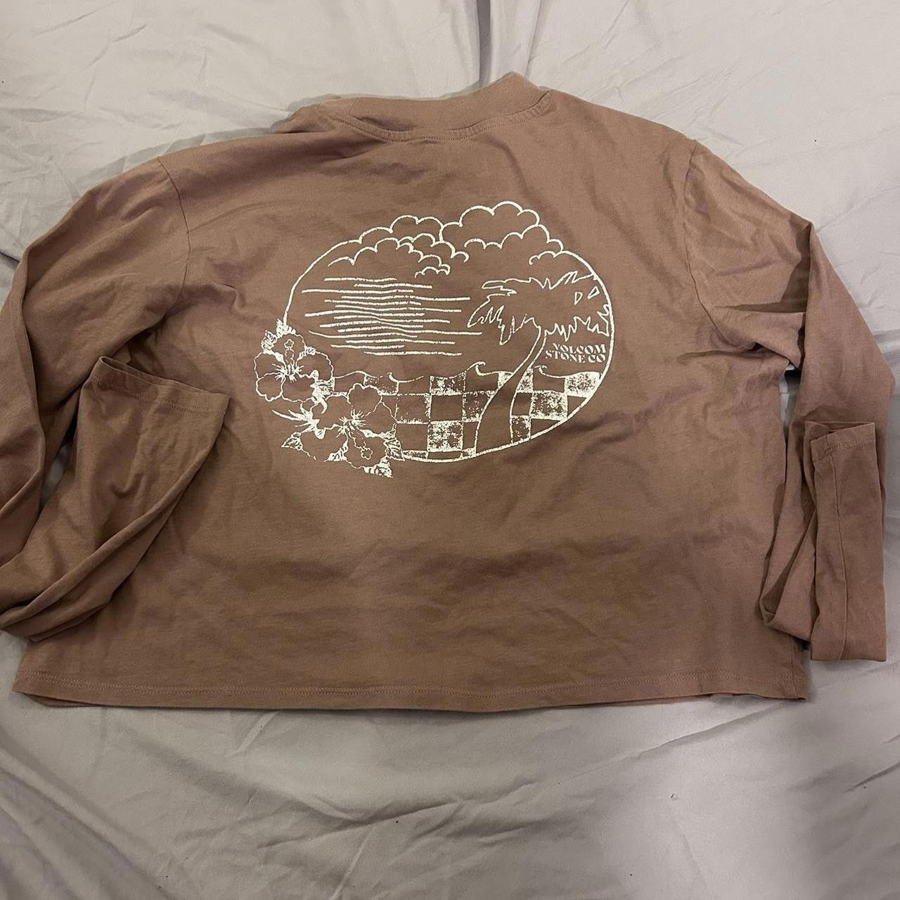 Volcom Volcom Women's Tan and White Tshirt Size XL / US 12-14 / IT 48-50 - 2 Thumbnail