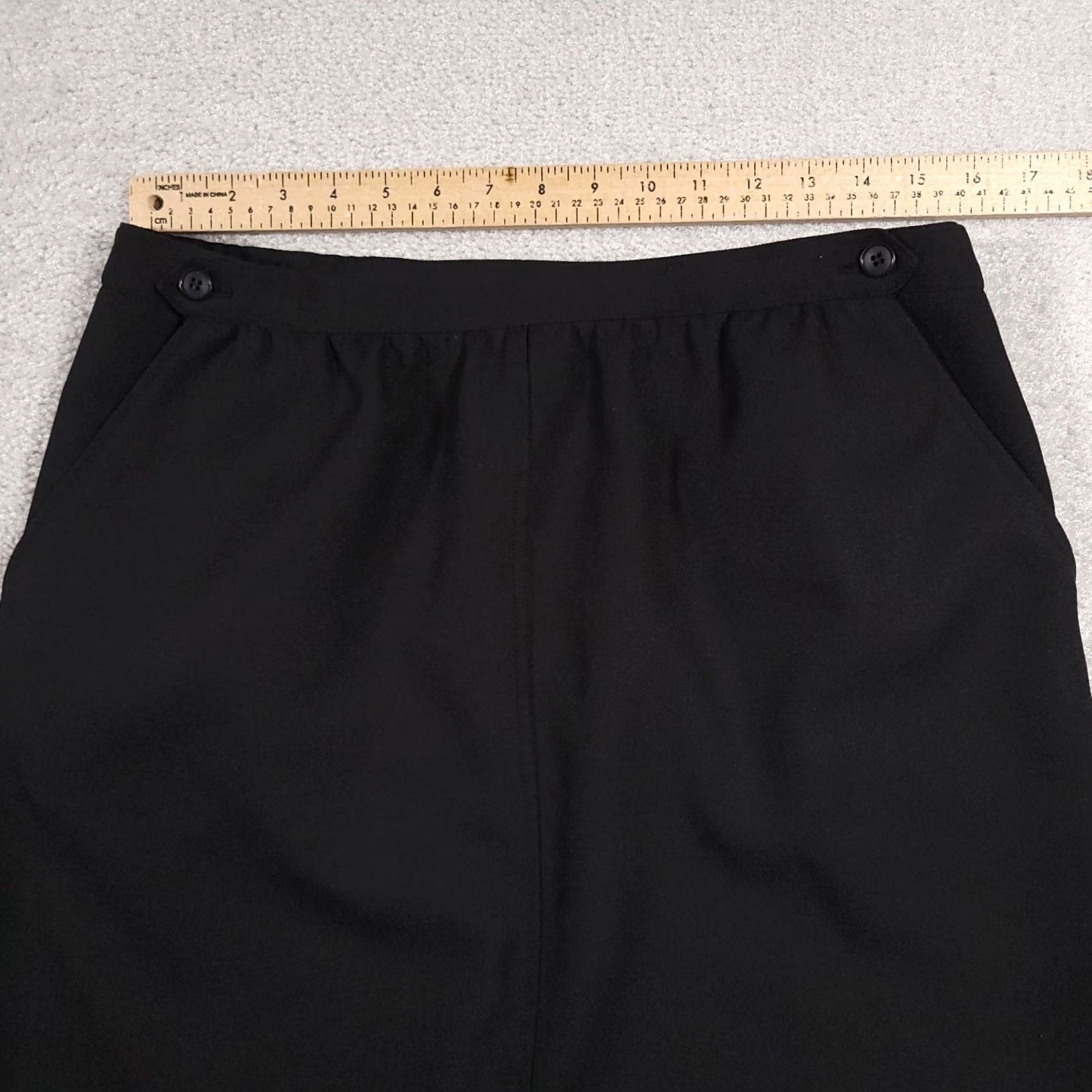 Vintage VINTAGE Haberdashery Skirt A-Line Midi Black 16 Women USA Union Made Button Elastic Waist Size 38" / US 16 / IT 52 - 5 Thumbnail