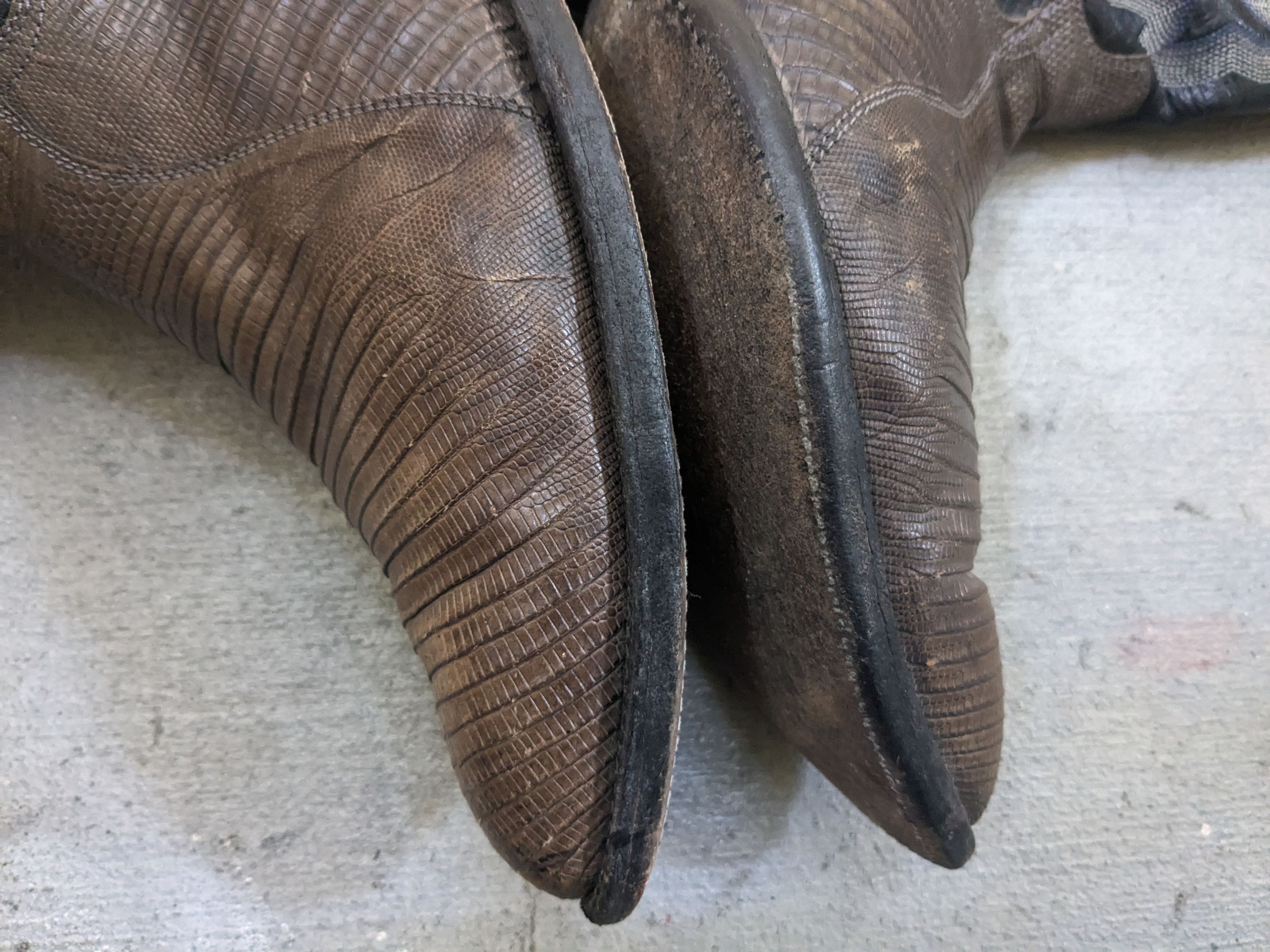 Genuine Leather Panhandle Slim Cowboy Boots 10.5 D Lizard Olive Black 10.5 Size US 10.5 / EU 43-44 - 6 Thumbnail