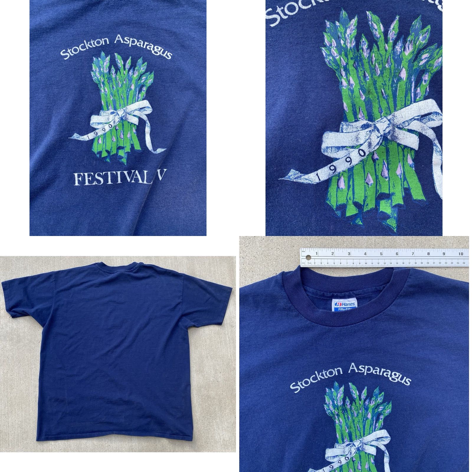 Hanes VINTAGE Stockton Asparagus Festival T-Shirt Blue Hanes Fifty-Fifty XXL 2XL Men Graphic 90s California 1990s Short Sleeve Crew Neck Shirt Mens Size US XXL / EU 58 / 5 - 10 Thumbnail