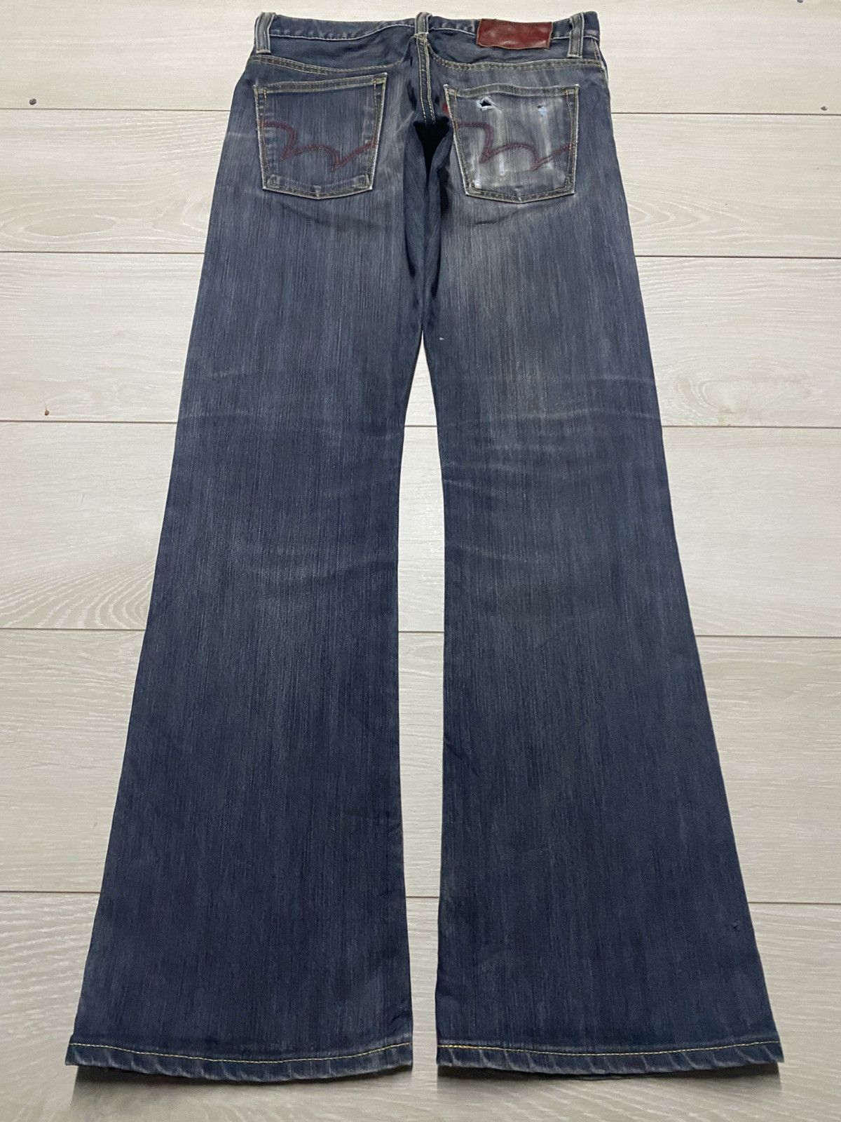 If Six Was Nine Vintage Edwin 503 Blue Trip Flare Bootcut Jeans Size US 30 / EU 46 - 2 Thumbnail