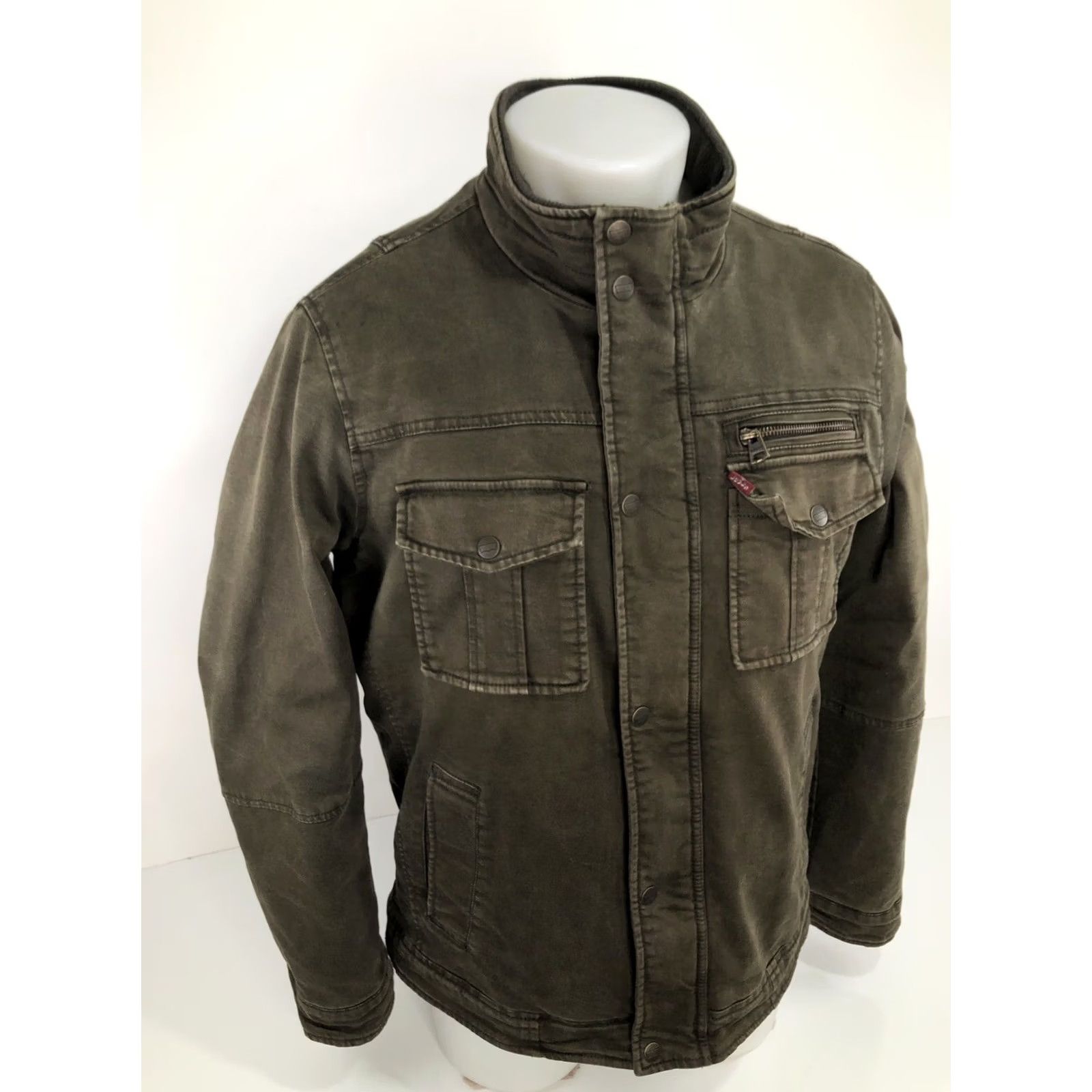 Levi's LEVI STRAUSS - QUILT LINED Military Jacket Trucker Heavy Duty Cotton Blend Dark Military Brownish Green Mens M Size US M / EU 48-50 / 2 - 3 Thumbnail