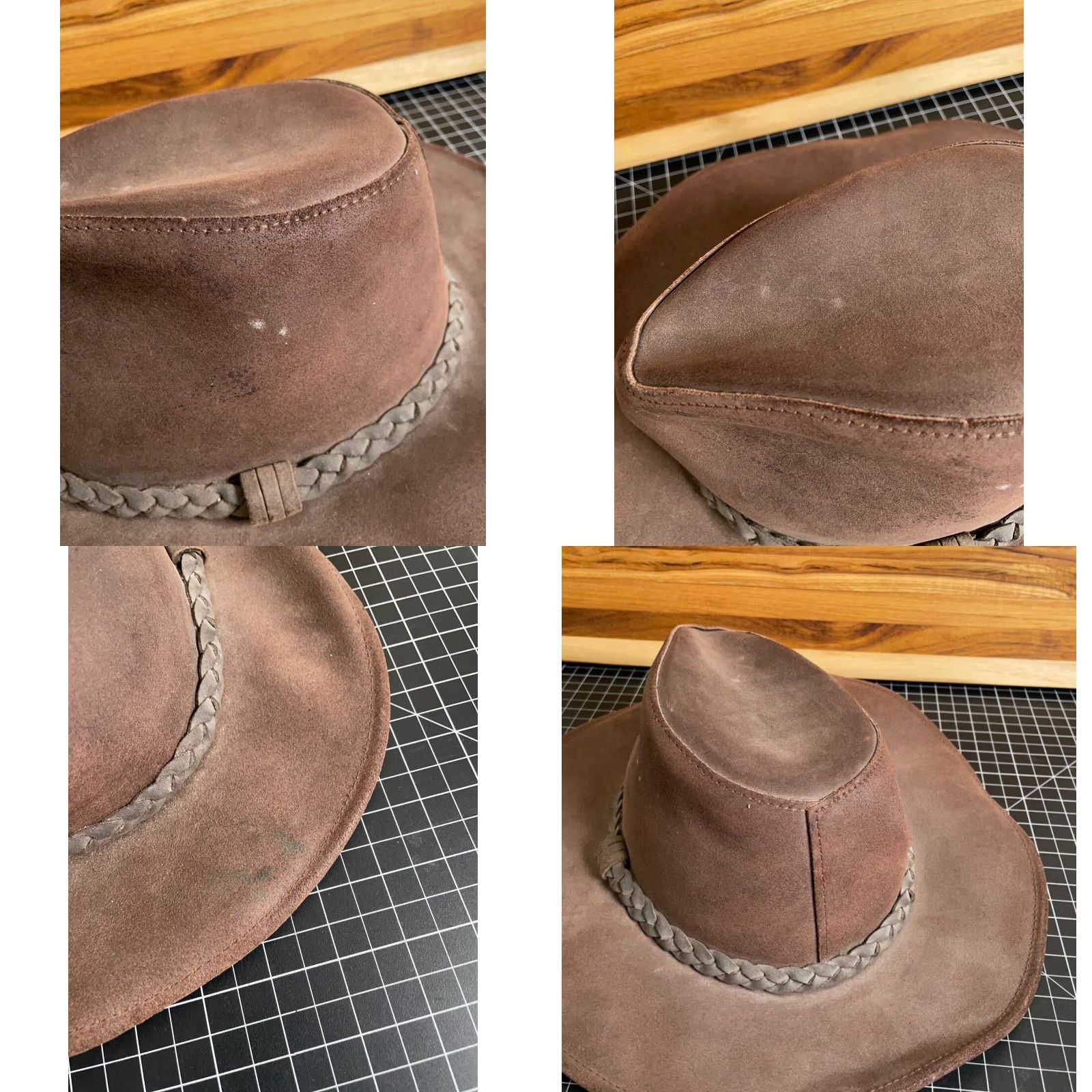 Wilson VINTAGE Wilson Leather Cowboy Hat Medium Dark Brown Western Braided Band Mens Size ONE SIZE - 8 Thumbnail