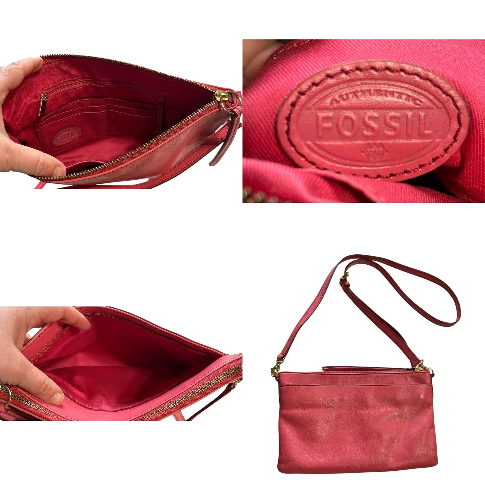 Fossil Fossil Sydney Crossbody Purse Pink Leather Shoulder Handbag Womens Top Zip Pebbled Leather Size S / US 4 / IT 40 - 9 Thumbnail