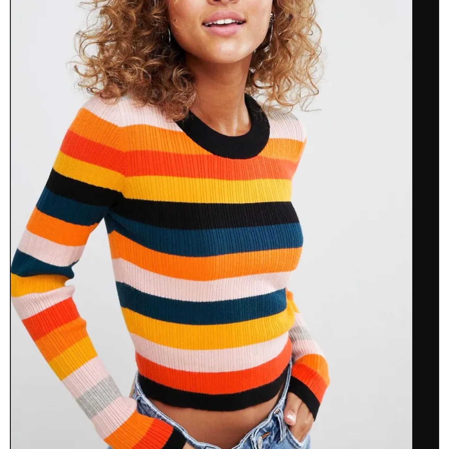 Asos ASOS Curve Colorblock Striped Pullover Crop Sweater Sz 12 US Size XL / US 12-14 / IT 48-50 - 8 Thumbnail
