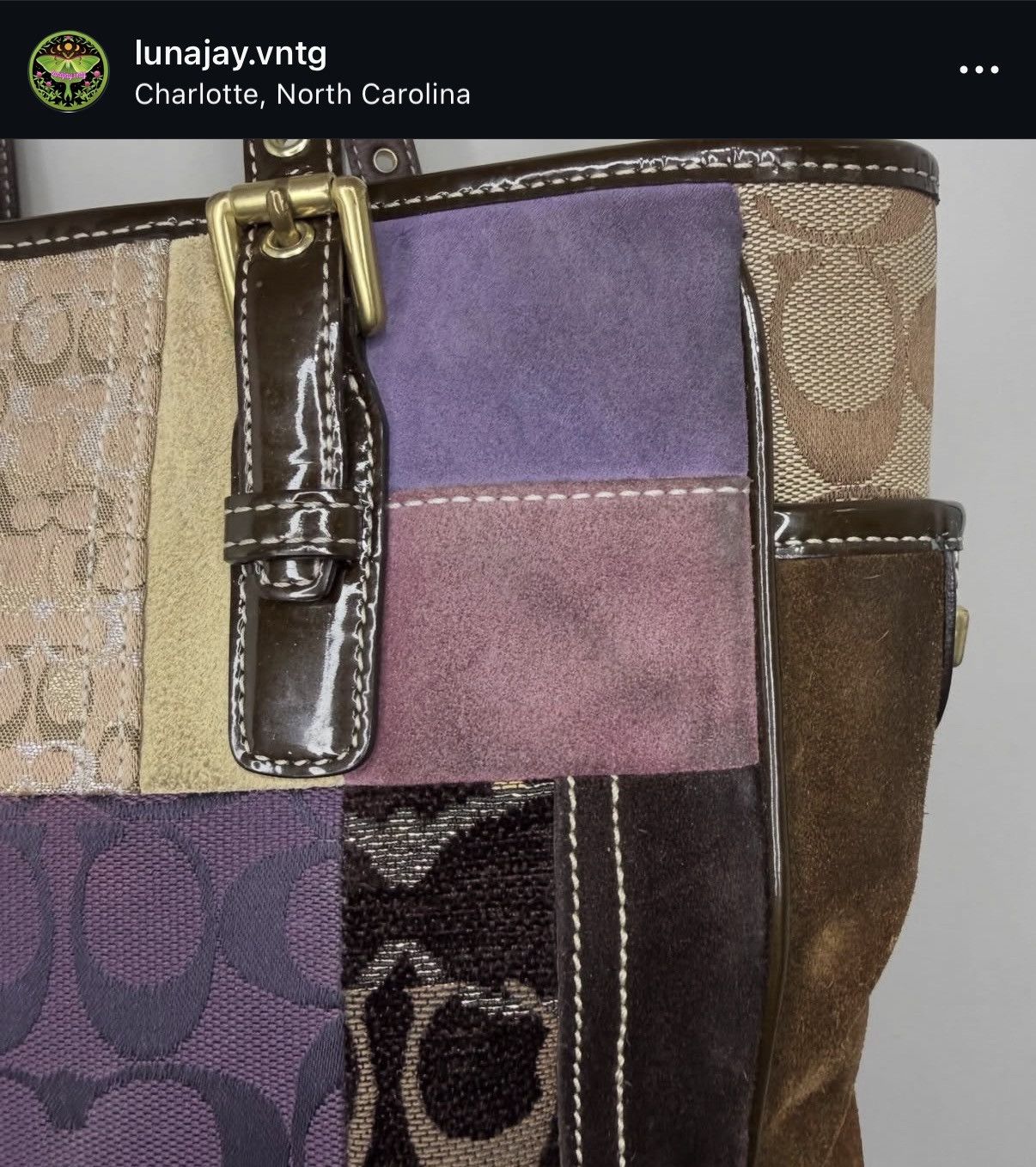 Coach Coach Limited Edition Holiday Patchwork Eva Purple Tote Y2K Size ONE SIZE - 7 Thumbnail