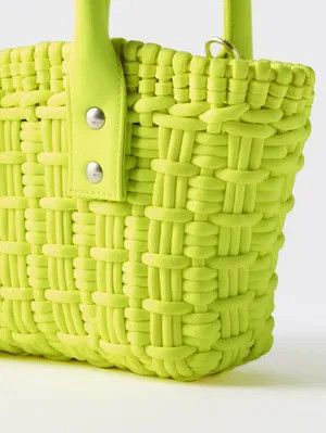 Balenciaga o1y0625 Size : OS / Double Handle Basket Bag in Lemon Green Size ONE SIZE - 2 Thumbnail