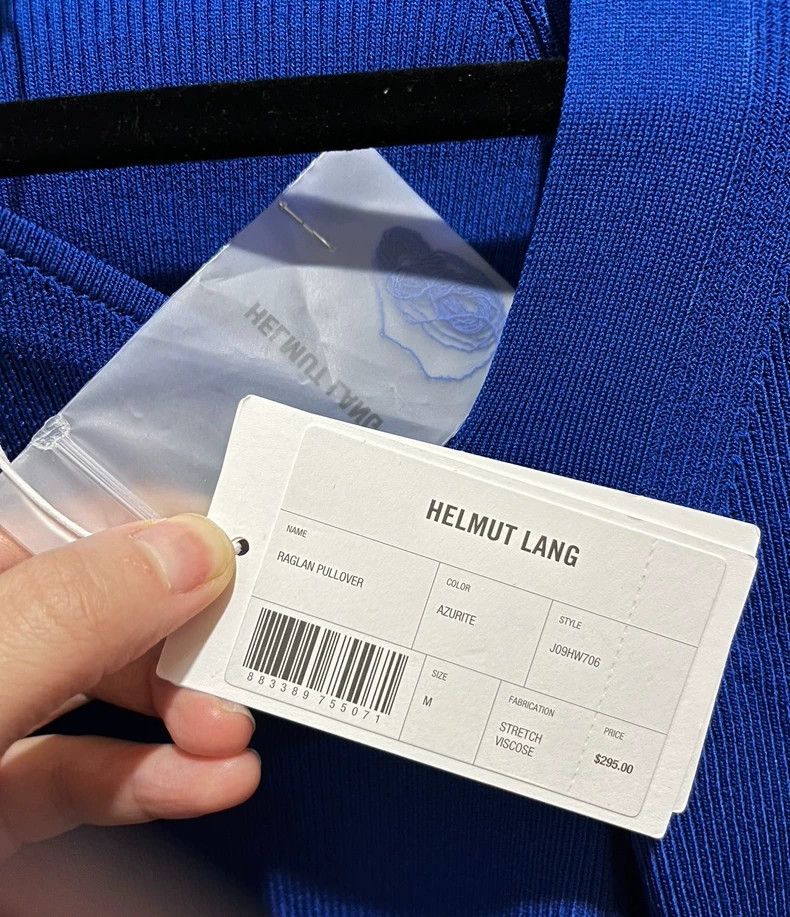 Helmut Lang HELMUT LANG Blue and white irregular collar knit sweater Size M / US 6-8 / IT 42-44 - 2 Thumbnail
