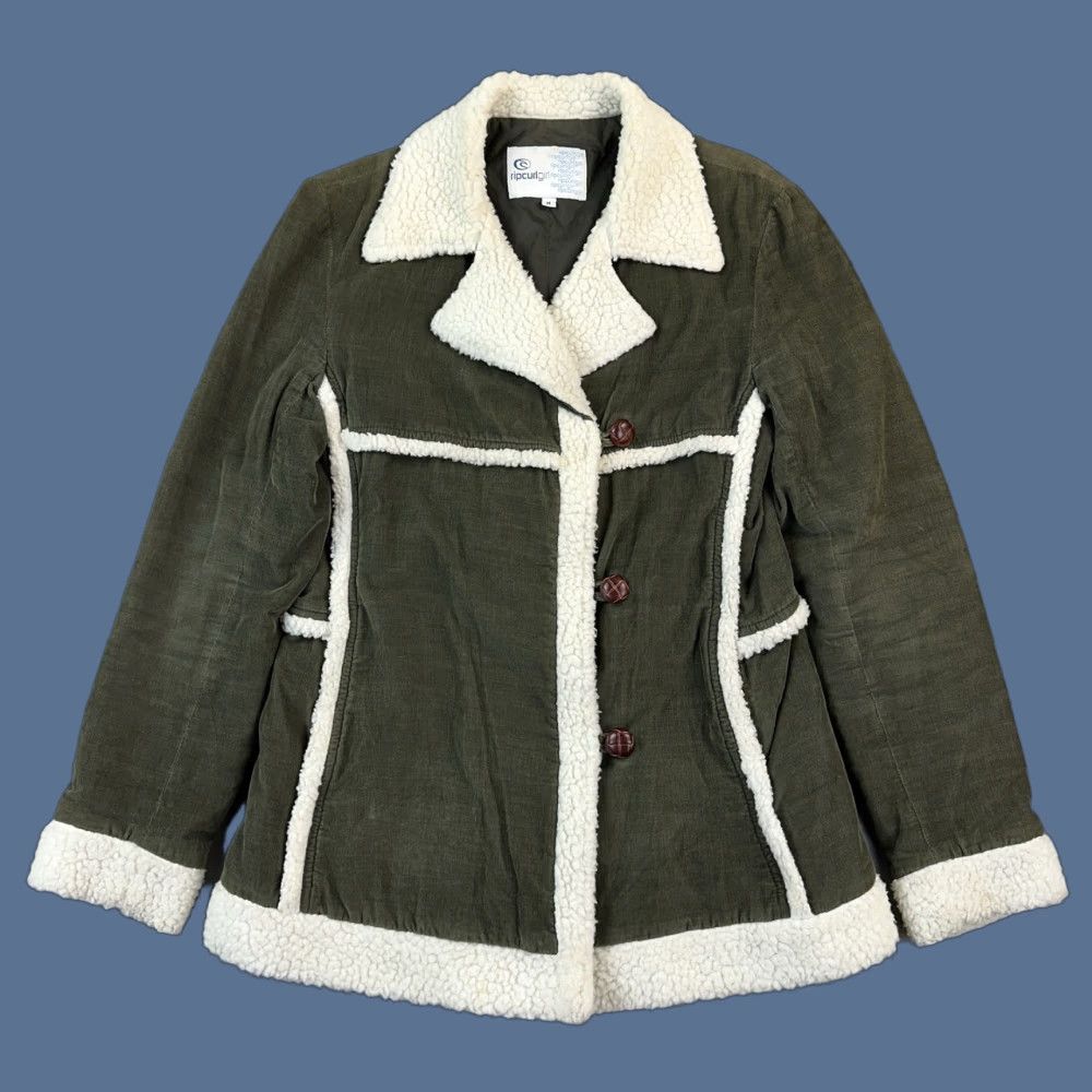 Rip Curl VINTAGE Rip Curl Jacket Womens Medium Green Corduroy Sherpa Lined Outdoor Y2K Size M / US 6-8 / IT 42-44 - 1 Thumbnail