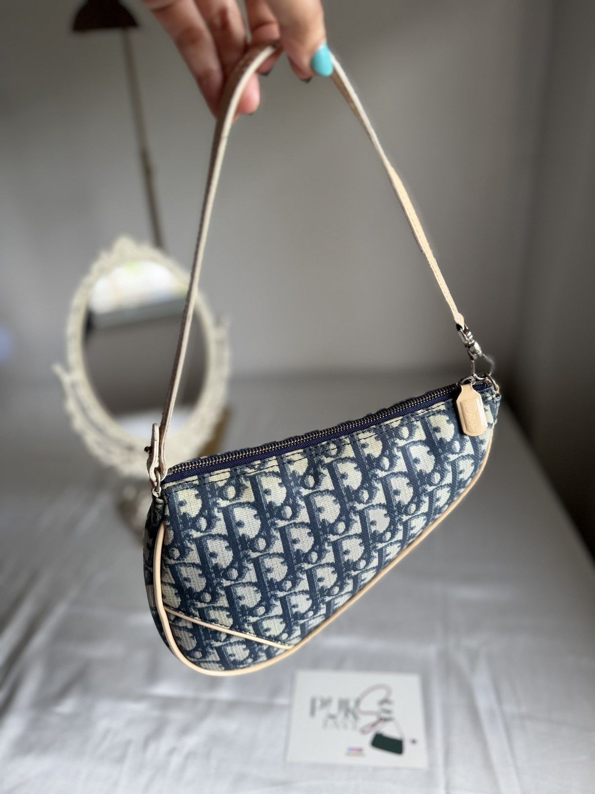 Dior CHRISTIAN DIOR John Galliano Saddle Mini Blue Coated Canvas Size ONE SIZE - 22 Thumbnail