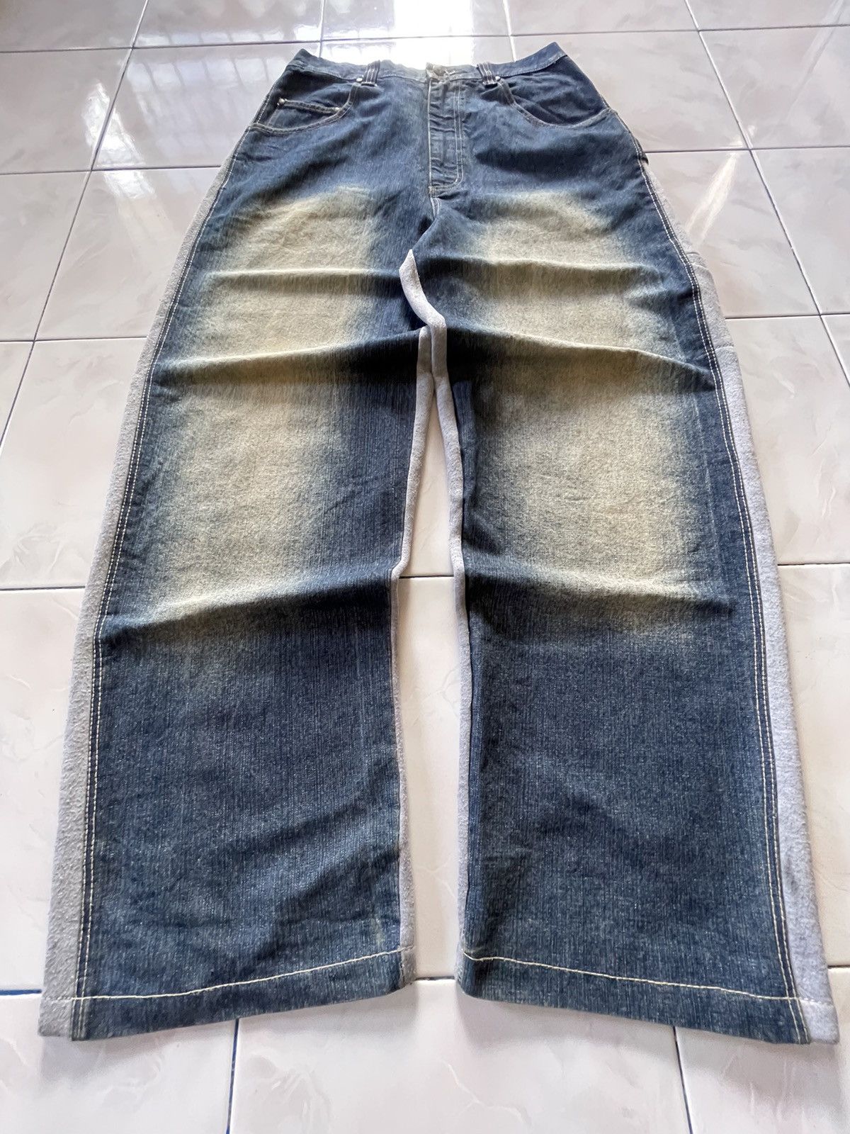 GB × Japanese Brand × Marithe + Francois Girbaud GB Baggy Hybrid Denim Sweat Muddy Wash Jeans Size US 34 / EU 50 - 1 Thumbnail