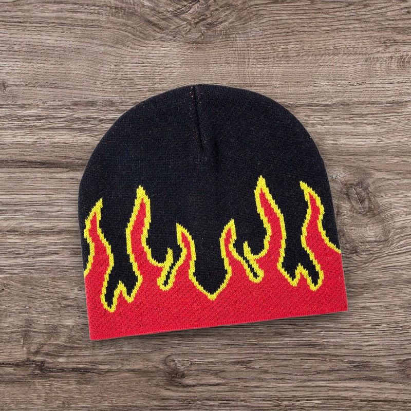 Other Punk Skater Flame Beanie | Y2K ALT Grunge Fire Hat Size ONE SIZE - 1 Preview