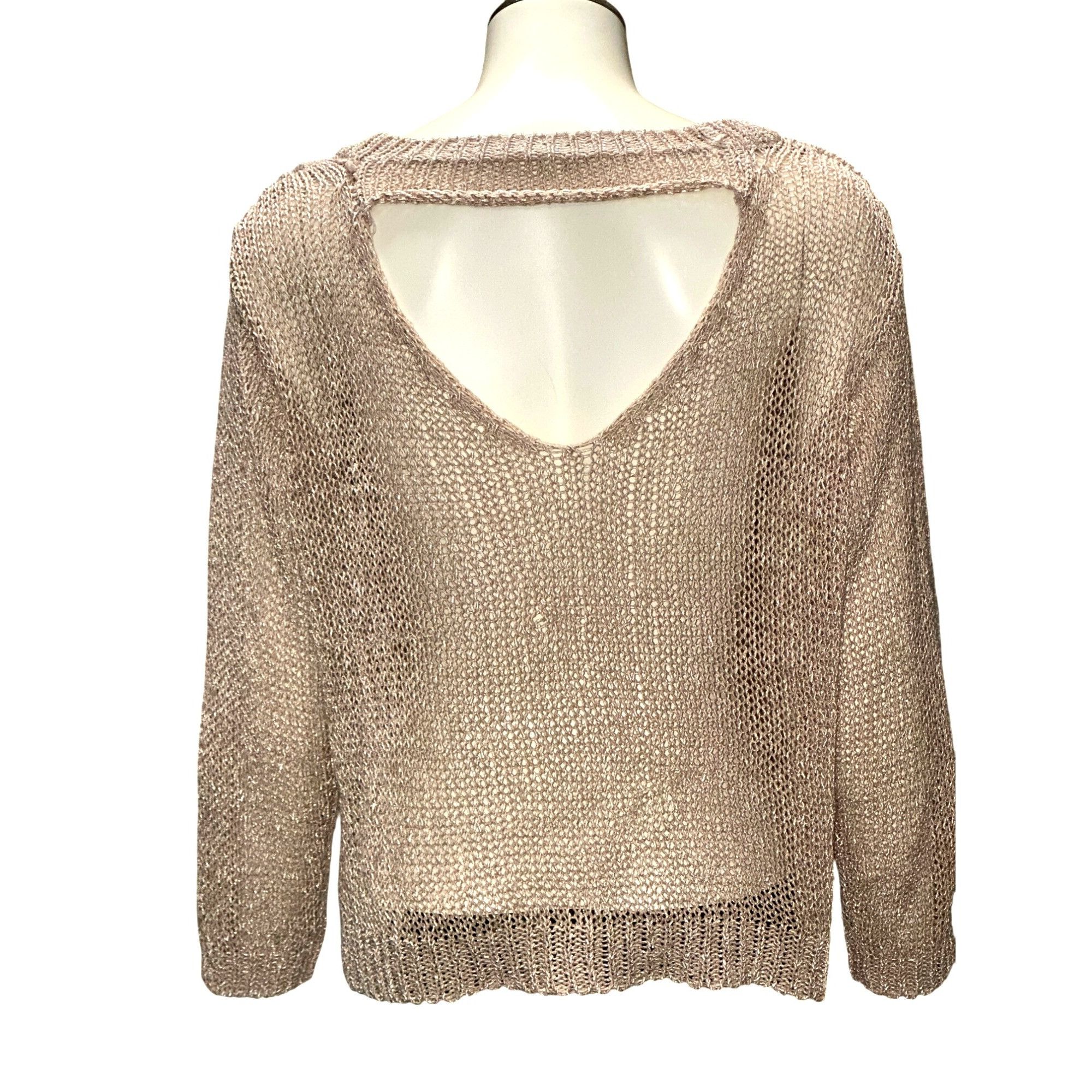 H&M CCC Loose Knit Crop Top Metallic Open Back Sweater Stylish L Size M / US 6-8 / IT 42-44 - 3 Thumbnail