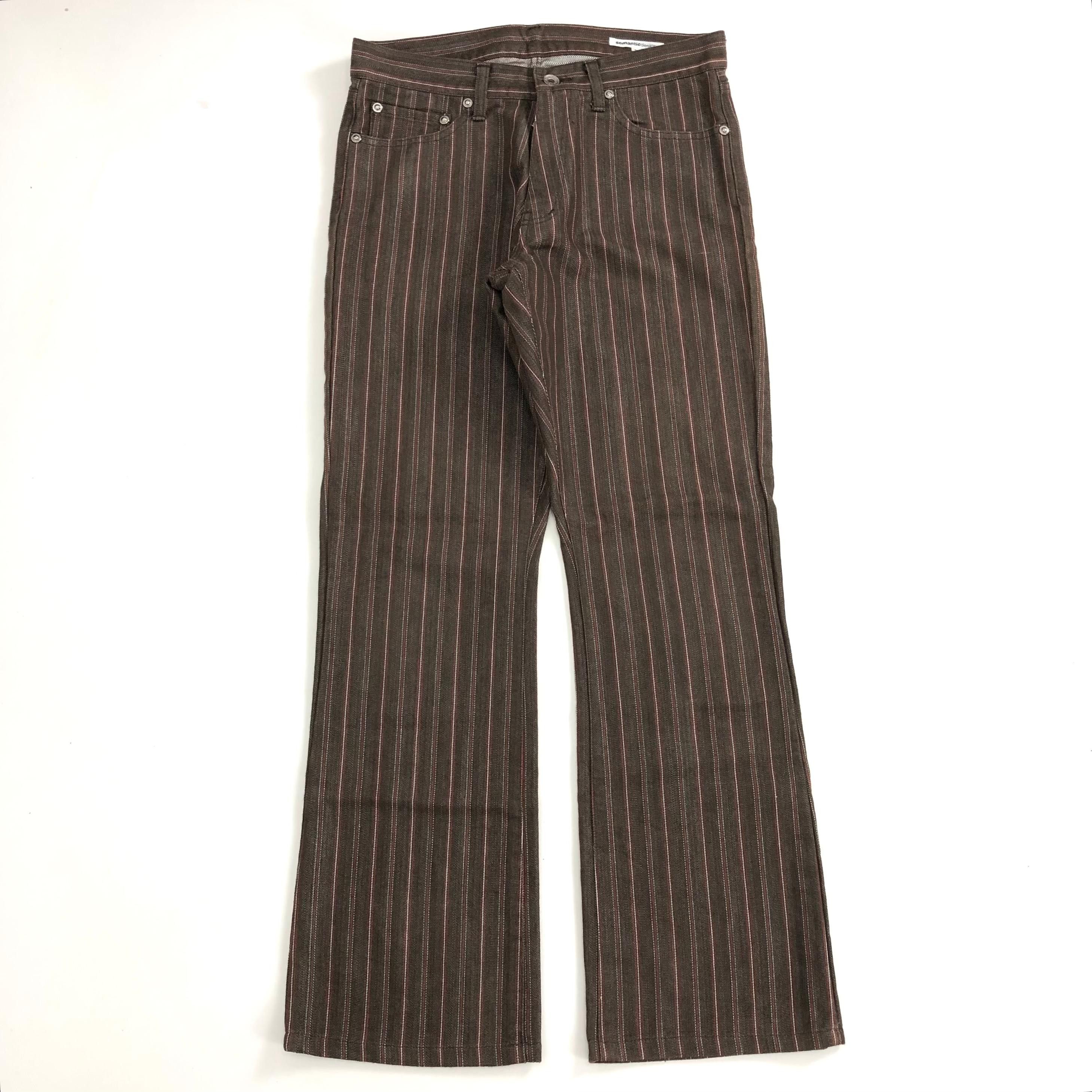 2000s Semanticdesign Striped Lined Lgb Style Flared Jeans
