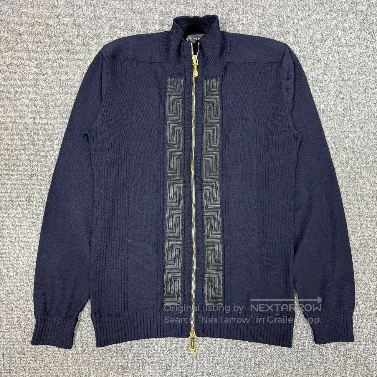 Versace Versace Leather Trim Knit Zip Jacket. Size US M / EU 48-50 / 2 - 1 Thumbnail