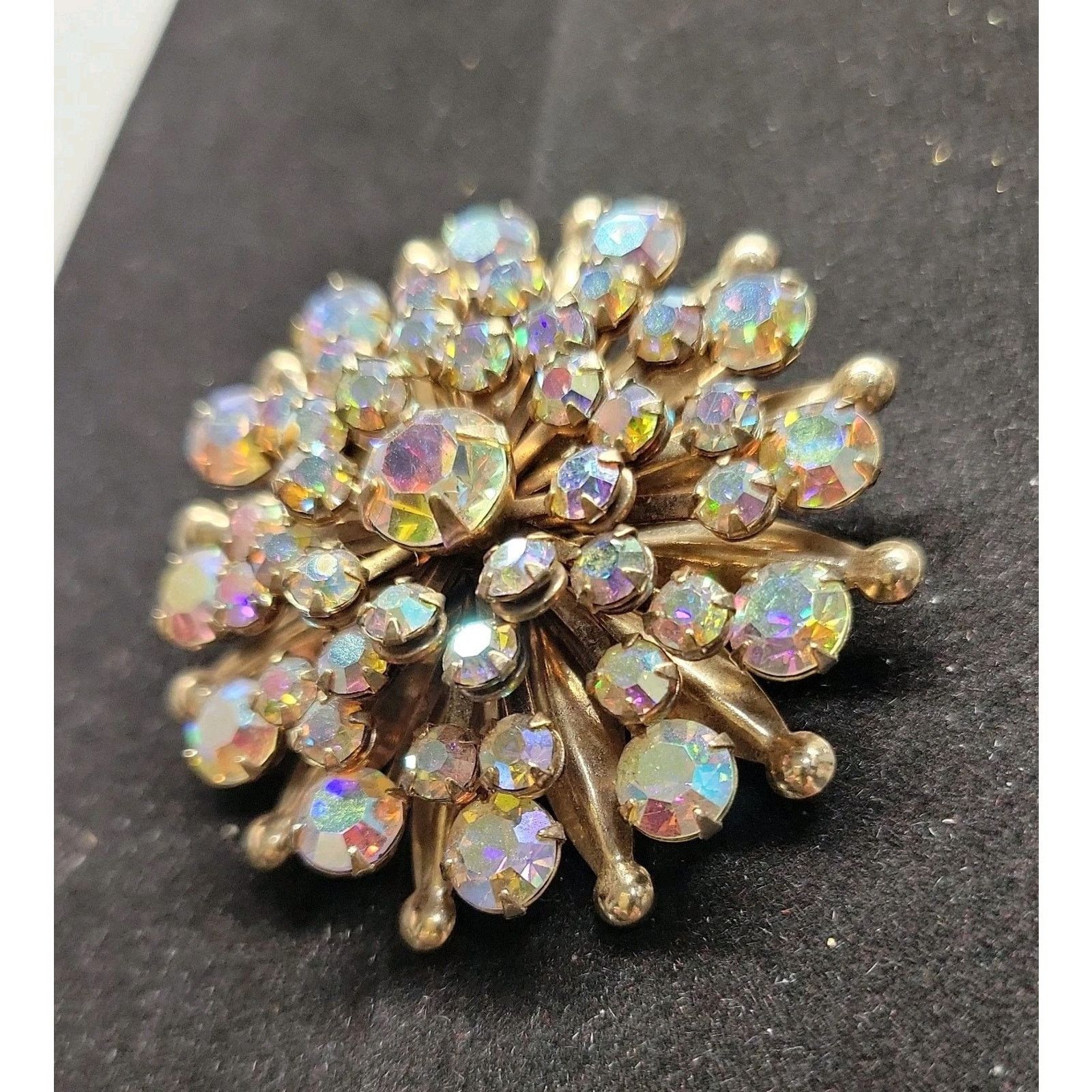 The Unbranded Brand Brooch Blue Glass Aurora Borealis Vintage Rhinestone Prongs Size ONE SIZE - 5 Thumbnail