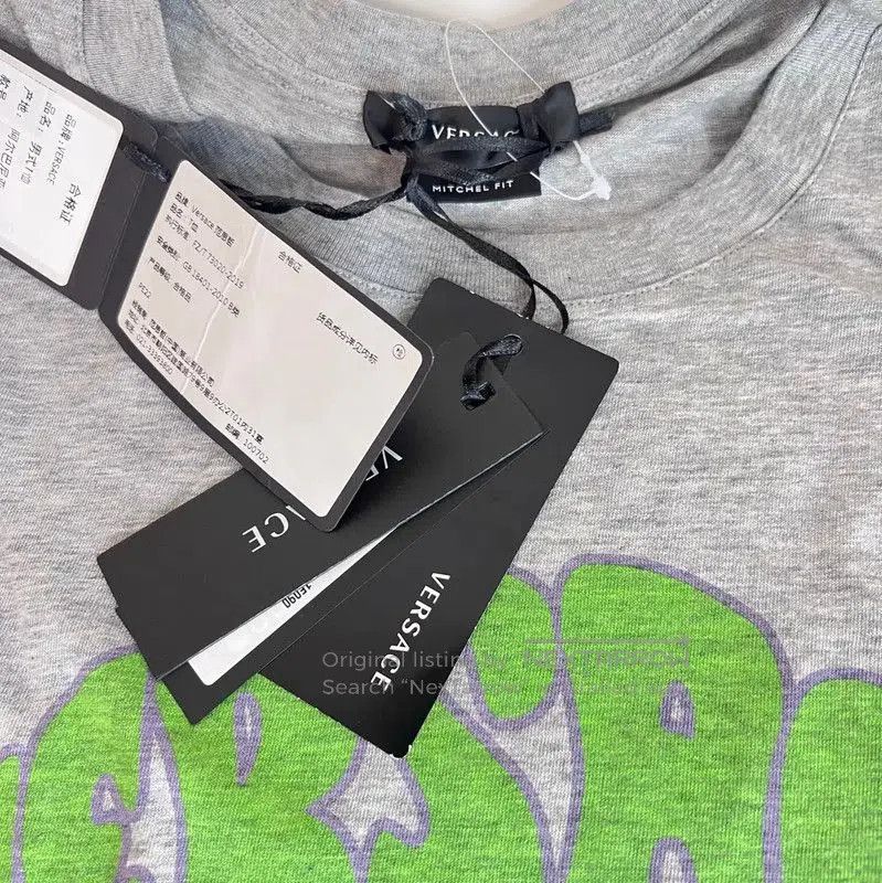 Versace Versace Mens Gray Cotton T-Shirt with Logo . Size US XXL / EU 58 / 5 - 2 Thumbnail