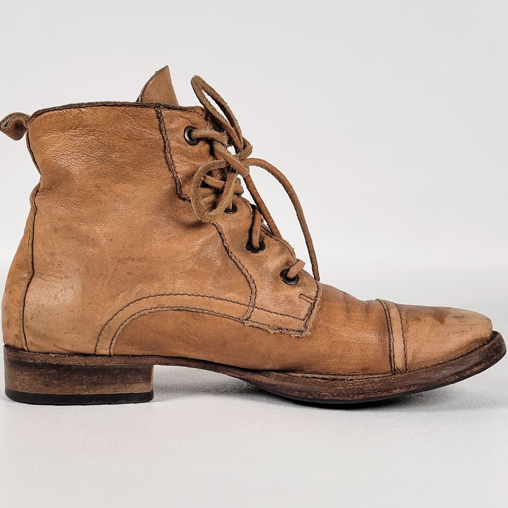 Vintage Bed-Stü Captoe Ankle Boots Mens 38 Brown Tan Leather Leather Cap Toe Boots Mens Shoes Size US 6 / EU 39 - 6 Thumbnail