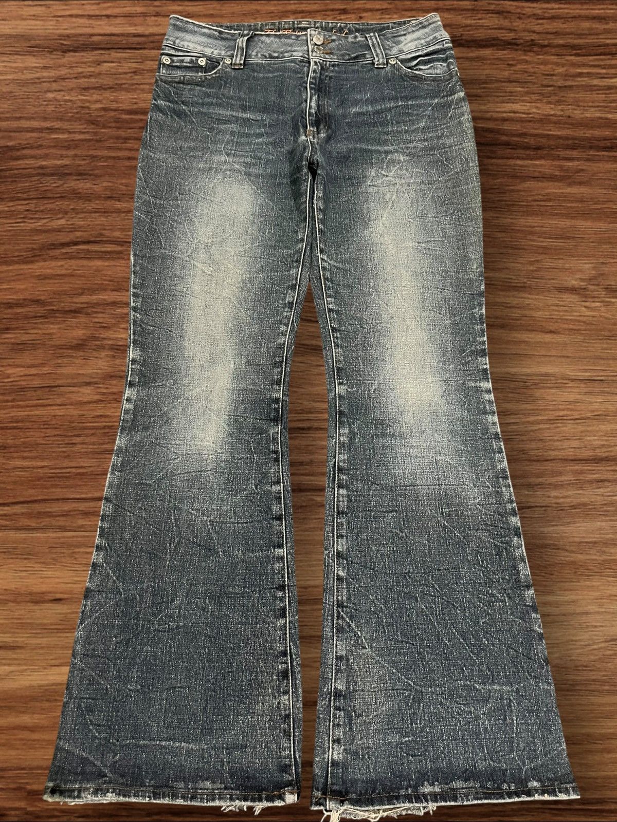 Japanese Brand ⚡️Flare⚡️Vintage Japanese Brand Double Button Dark Washed Jean Size 32" / US 10 / IT 46 - 2 Thumbnail