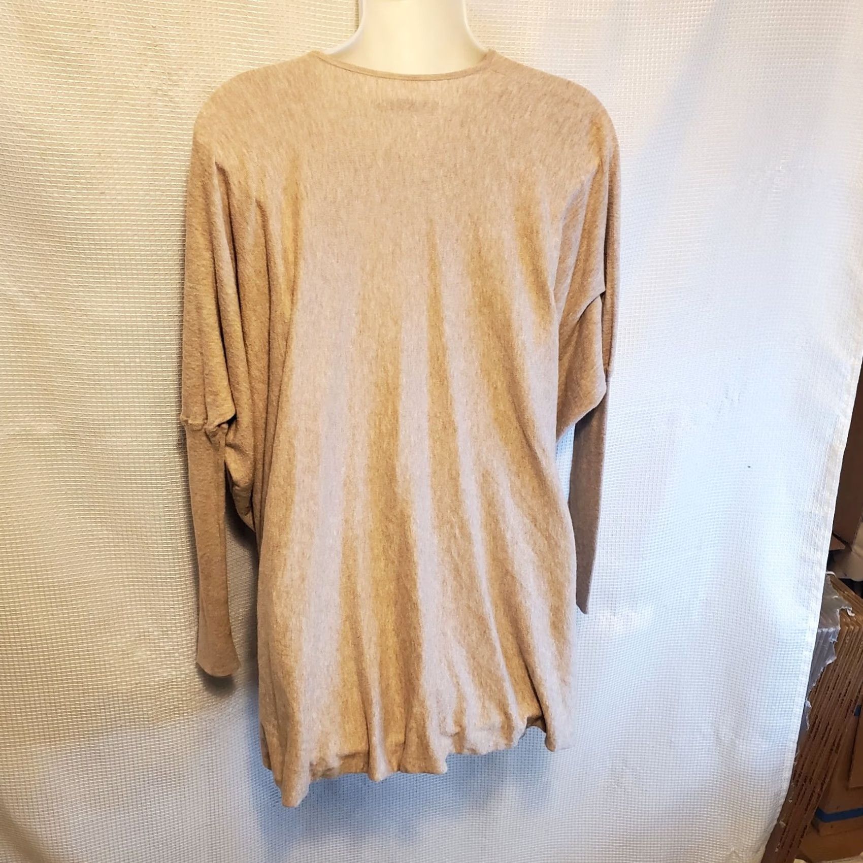 Allsaints All Saints Beige Sweater Knit XS Drape Wrap Ballet Long Sleeve Cowl Neck Dolman Sleeve Cotton Lightweight Oversized Relaxed Fit Pullover Women Size XS / US 0-2 / IT 36-38 - 3 Thumbnail
